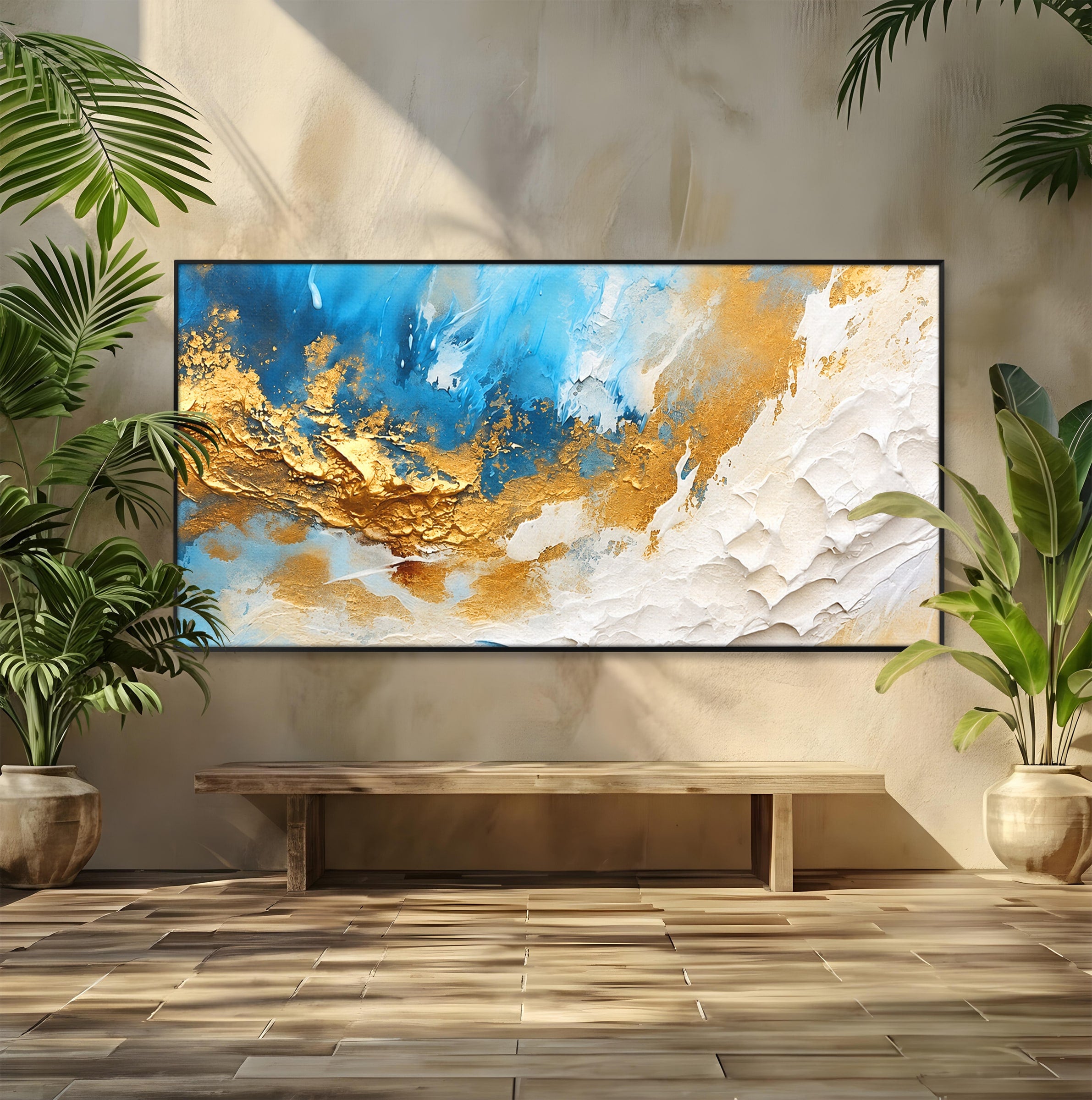 Tablou Canvas Premium LuxCanva® C1332, Abstractie Ceruleana, Abstractie, Textura, Modern, Birou, Living, Culori Vibrante