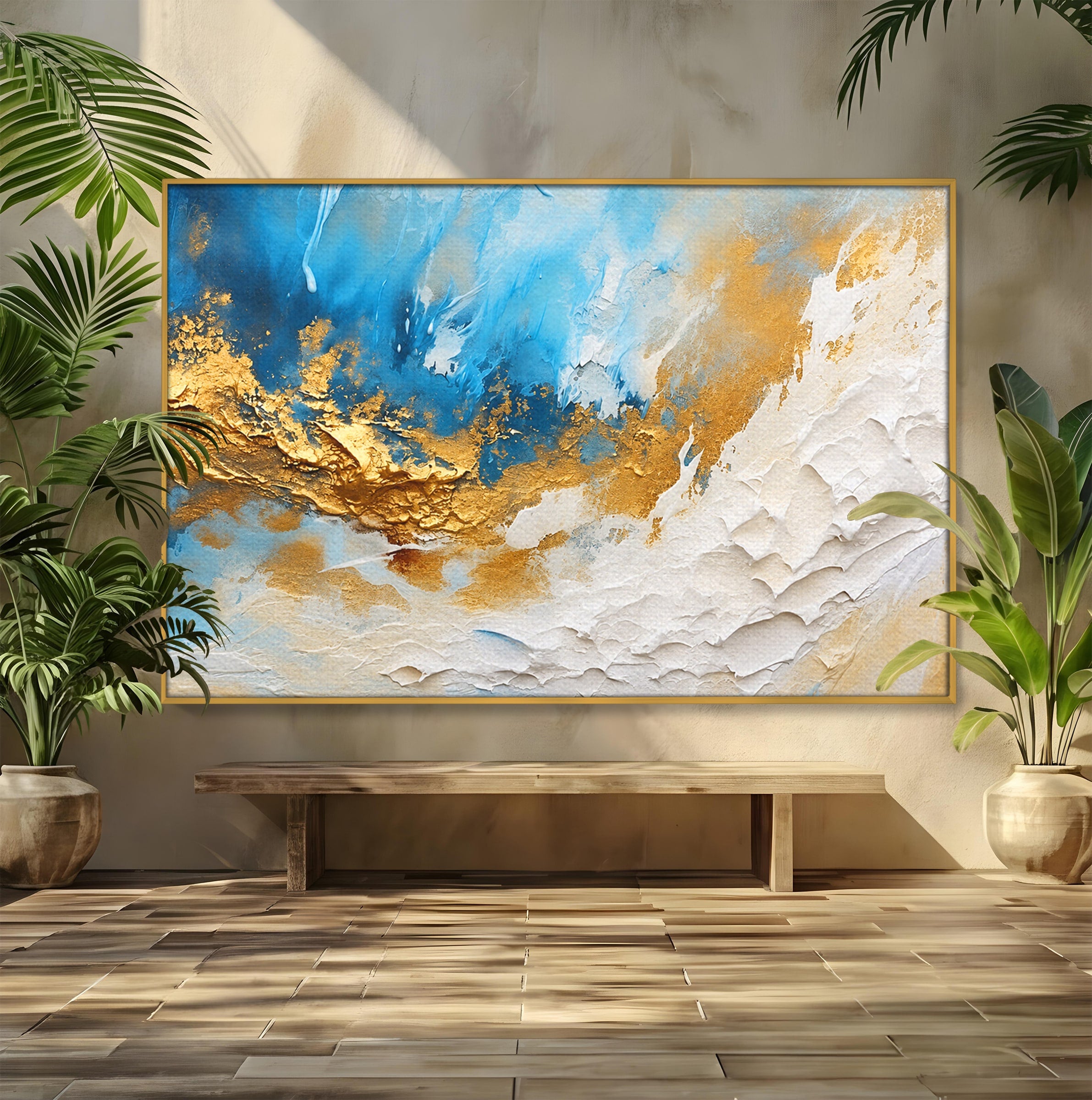 Tablou Canvas Premium LuxCanva® C1332, Abstractie Ceruleana, Abstractie, Textura, Modern, Birou, Living, Culori Vibrante