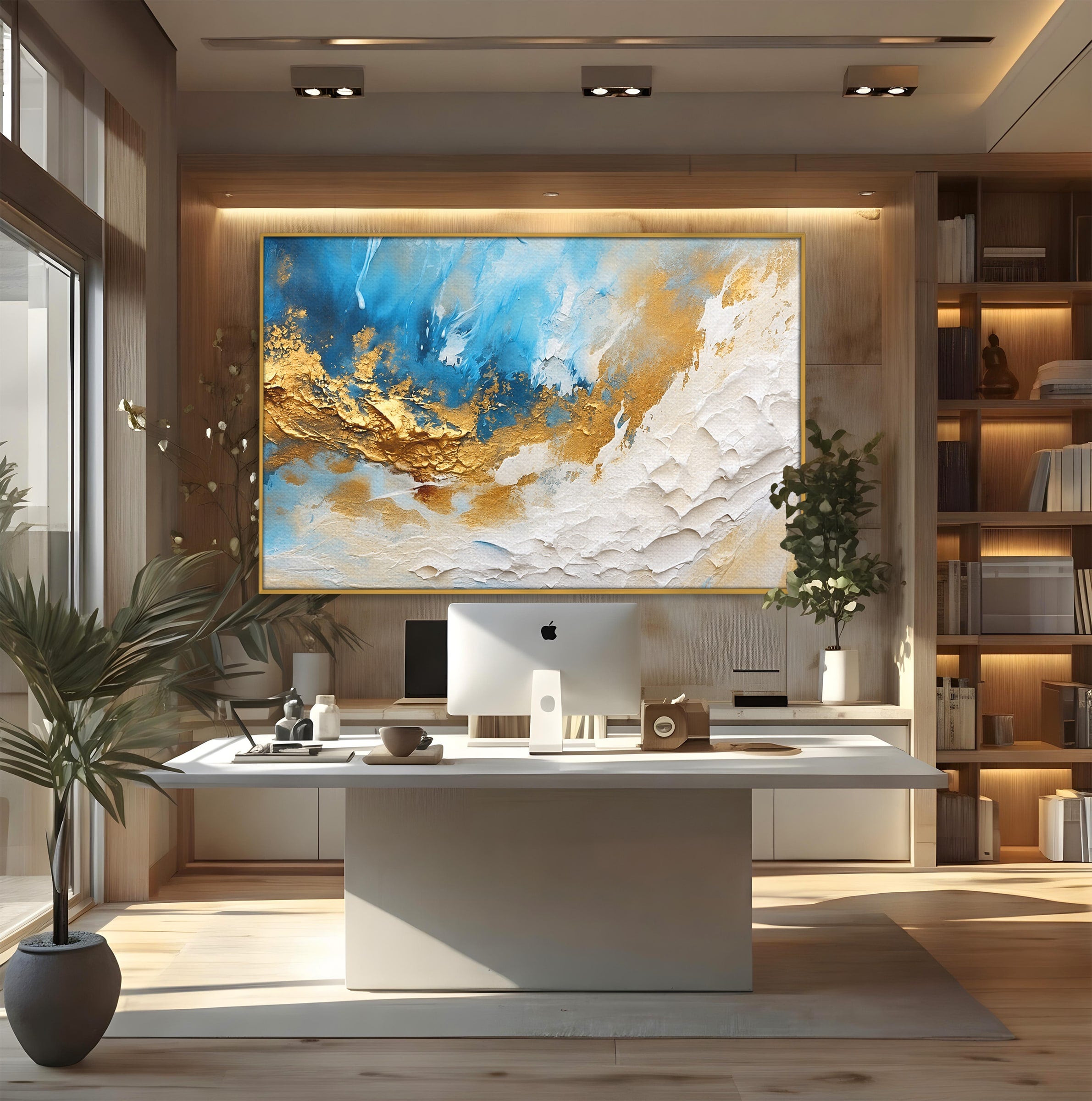 Tablou Canvas Premium LuxCanva® C1332, Abstractie Ceruleana, Abstractie, Textura, Modern, Birou, Living, Culori Vibrante