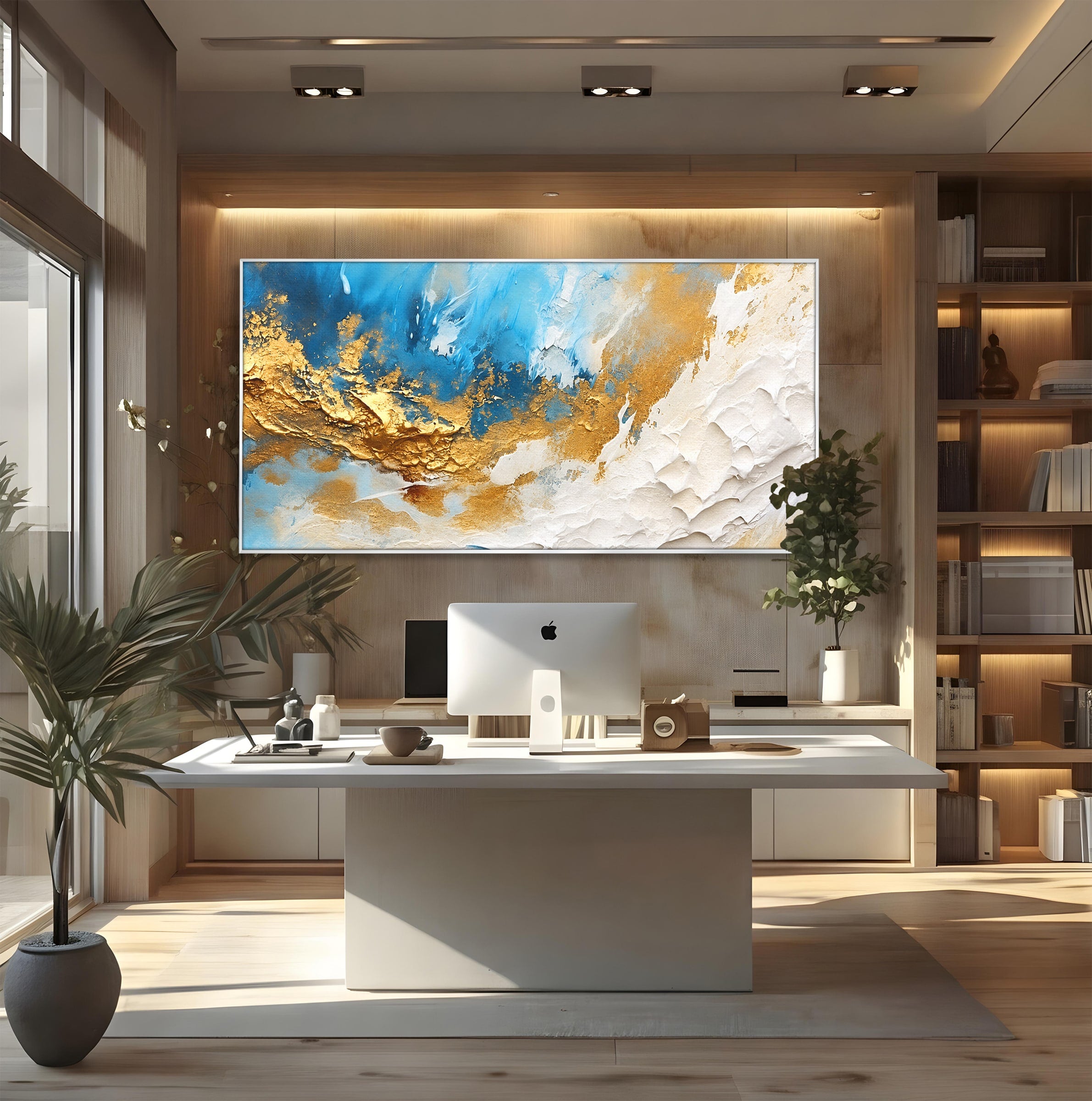 Tablou Canvas Premium LuxCanva® C1332, Abstractie Ceruleana, Abstractie, Textura, Modern, Birou, Living, Culori Vibrante