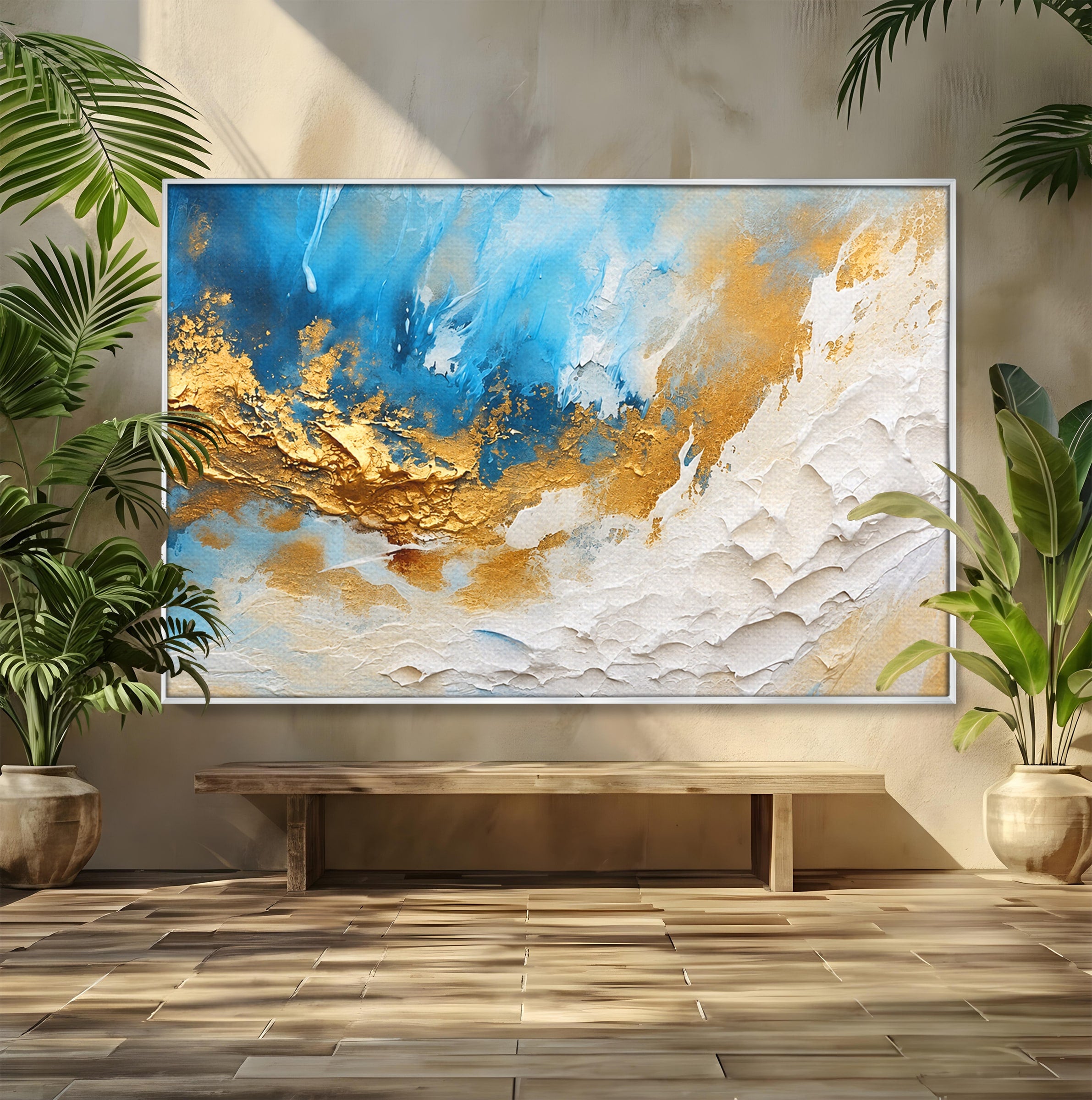 Tablou Canvas Premium LuxCanva® C1332, Abstractie Ceruleana, Abstractie, Textura, Modern, Birou, Living, Culori Vibrante