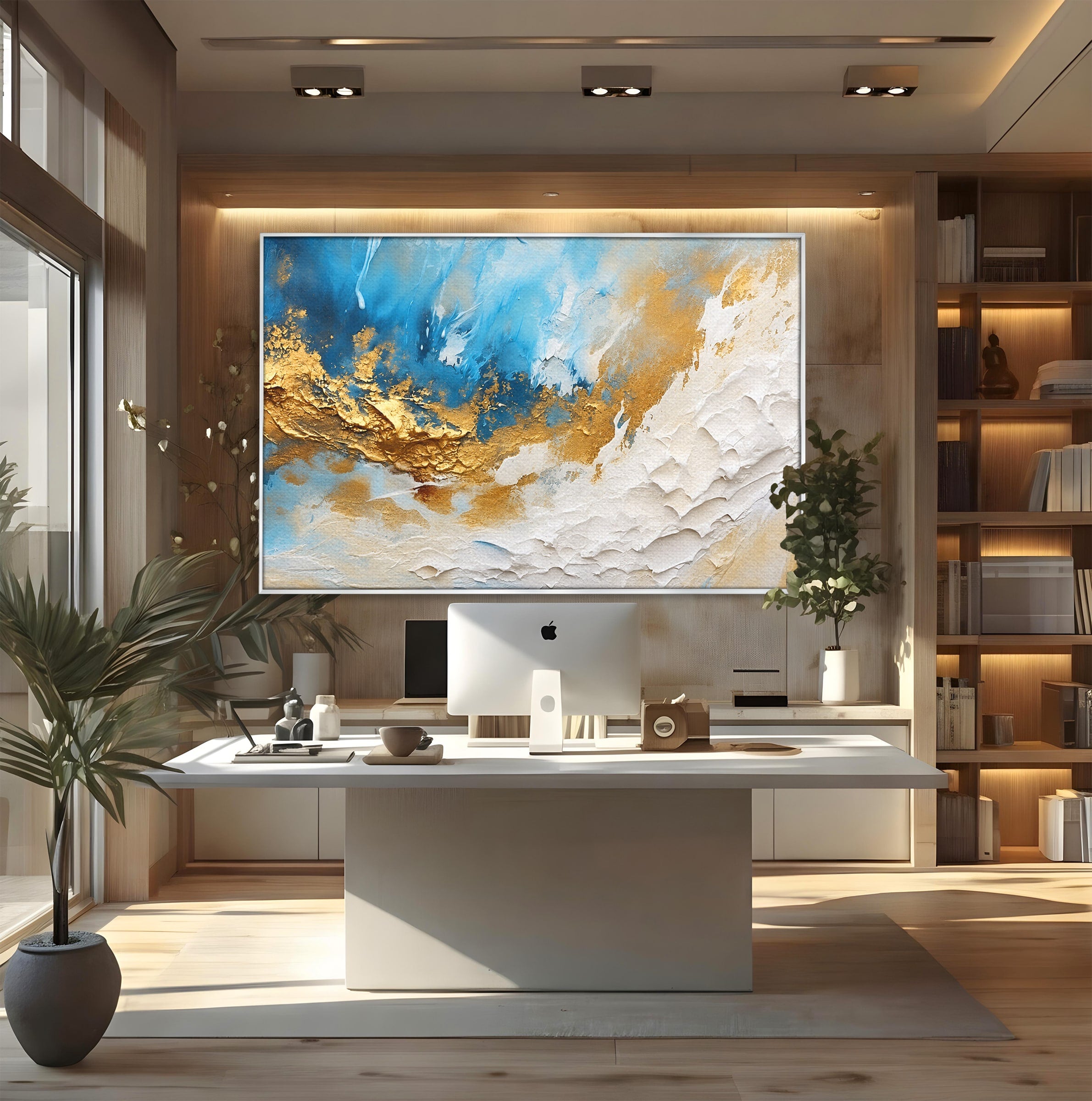 Tablou Canvas Premium LuxCanva® C1332, Abstractie Ceruleana, Abstractie, Textura, Modern, Birou, Living, Culori Vibrante