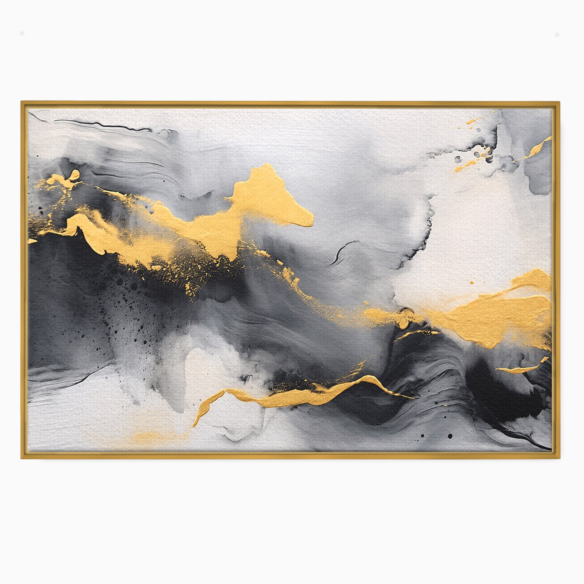Tablou Canvas Premium LuxCanva® C1333, Flux Abstract Auriu, Abstract, Modern, Auriu, Dormitor, Birou, Culori Vibrante