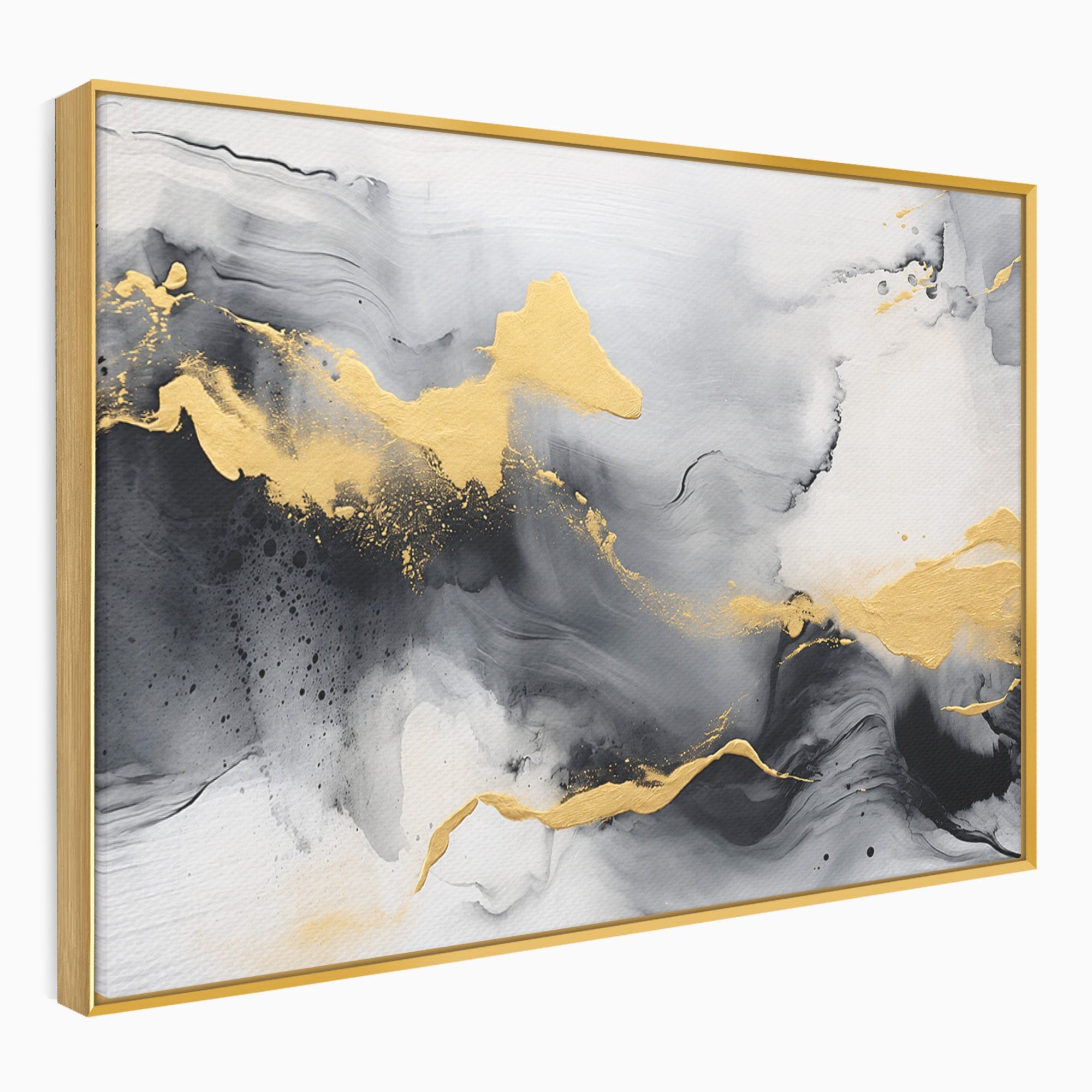 Tablou Canvas Premium LuxCanva® C1333, Flux Abstract Auriu, Abstract, Modern, Auriu, Dormitor, Birou, Culori Vibrante