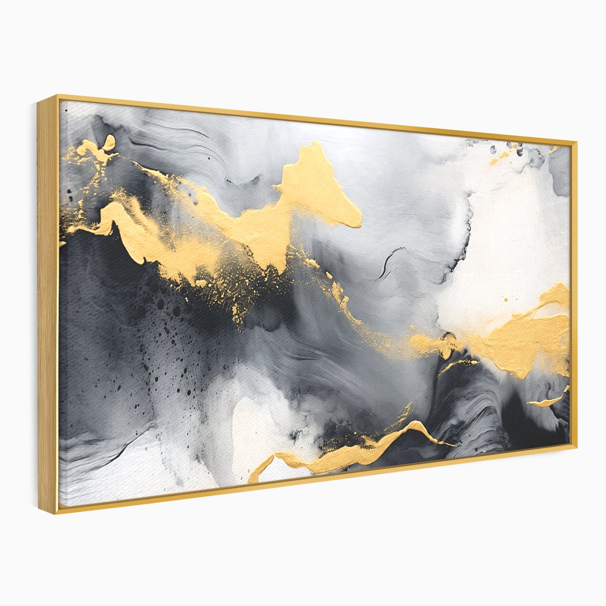 Tablou Canvas Premium LuxCanva® C1333, Flux Abstract Auriu, Abstract, Modern, Auriu, Dormitor, Birou, Culori Vibrante