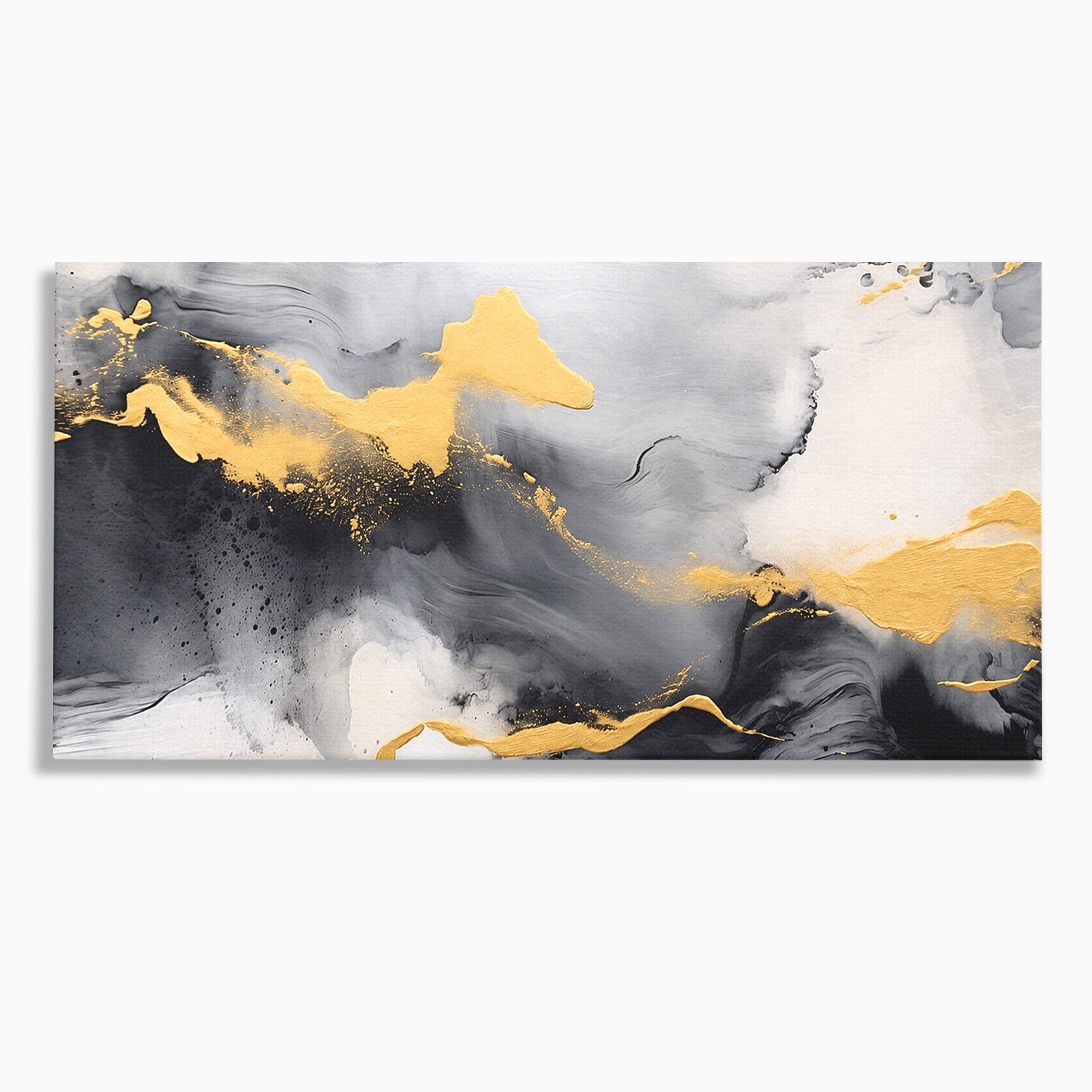 Tablou Canvas Premium LuxCanva® C1333, Flux Abstract Auriu, Abstract, Modern, Auriu, Dormitor, Birou, Culori Vibrante