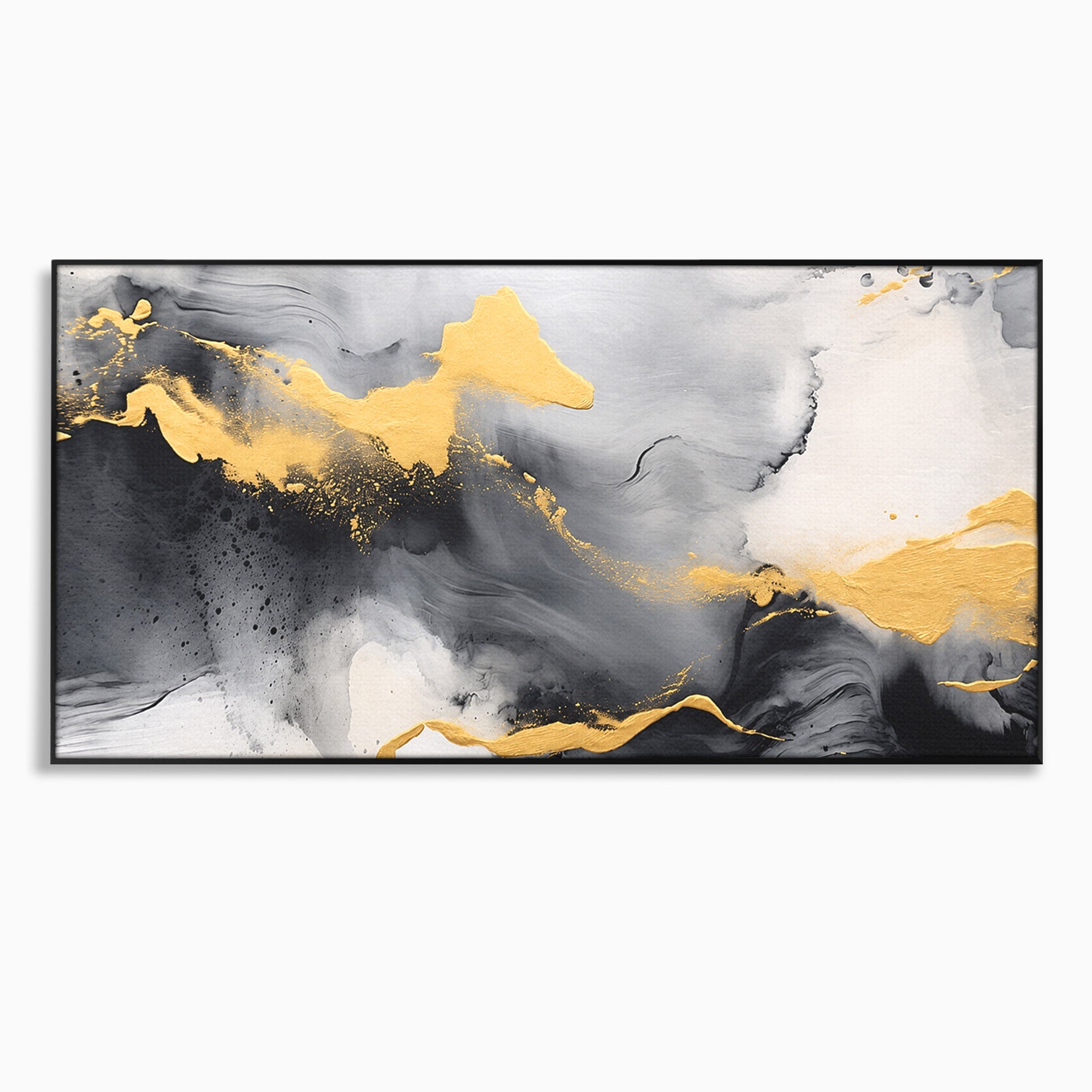 Tablou Canvas Premium LuxCanva® C1333, Flux Abstract Auriu, Abstract, Modern, Auriu, Dormitor, Birou, Culori Vibrante