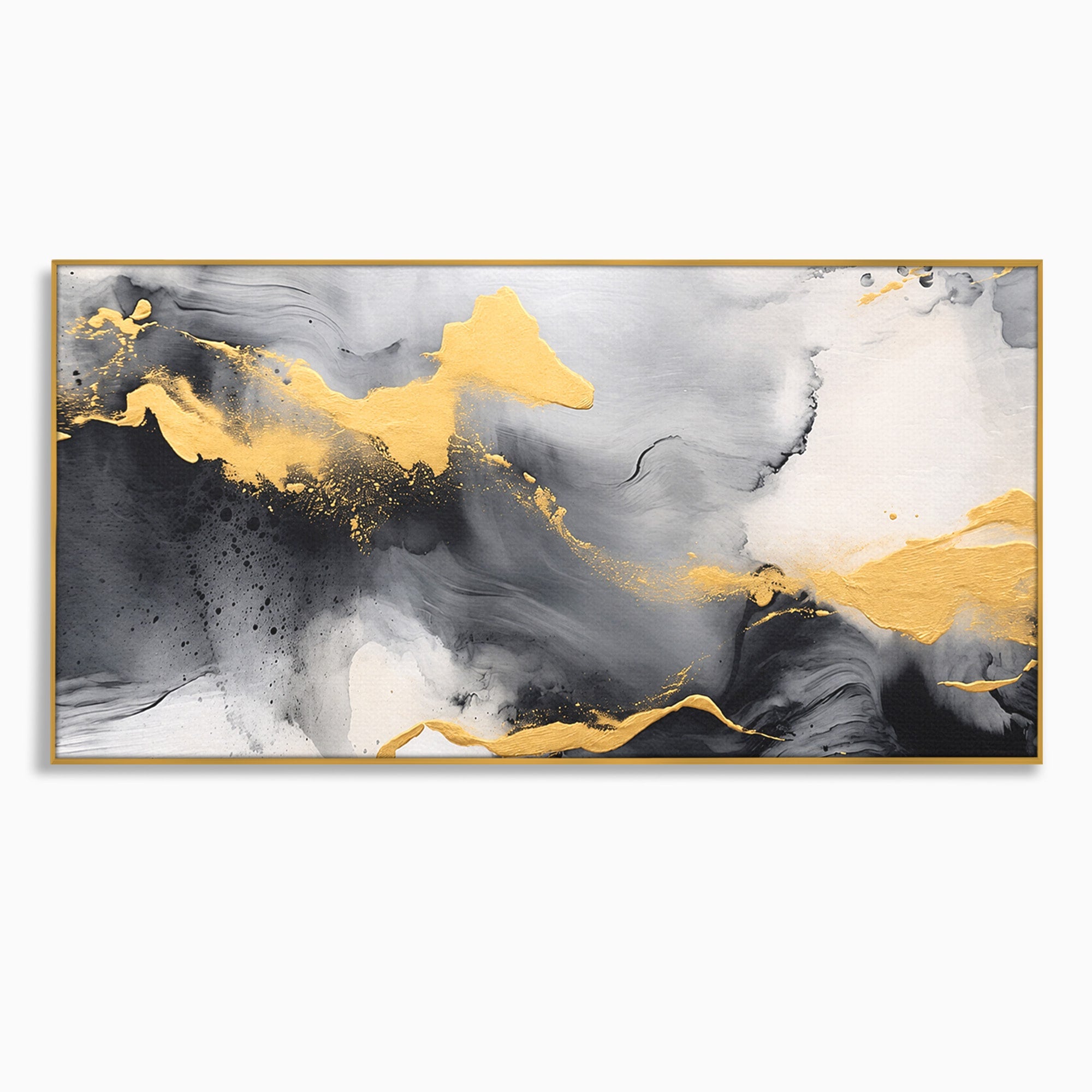 Tablou Canvas Premium LuxCanva® C1333, Flux Abstract Auriu, Abstract, Modern, Auriu, Dormitor, Birou, Culori Vibrante