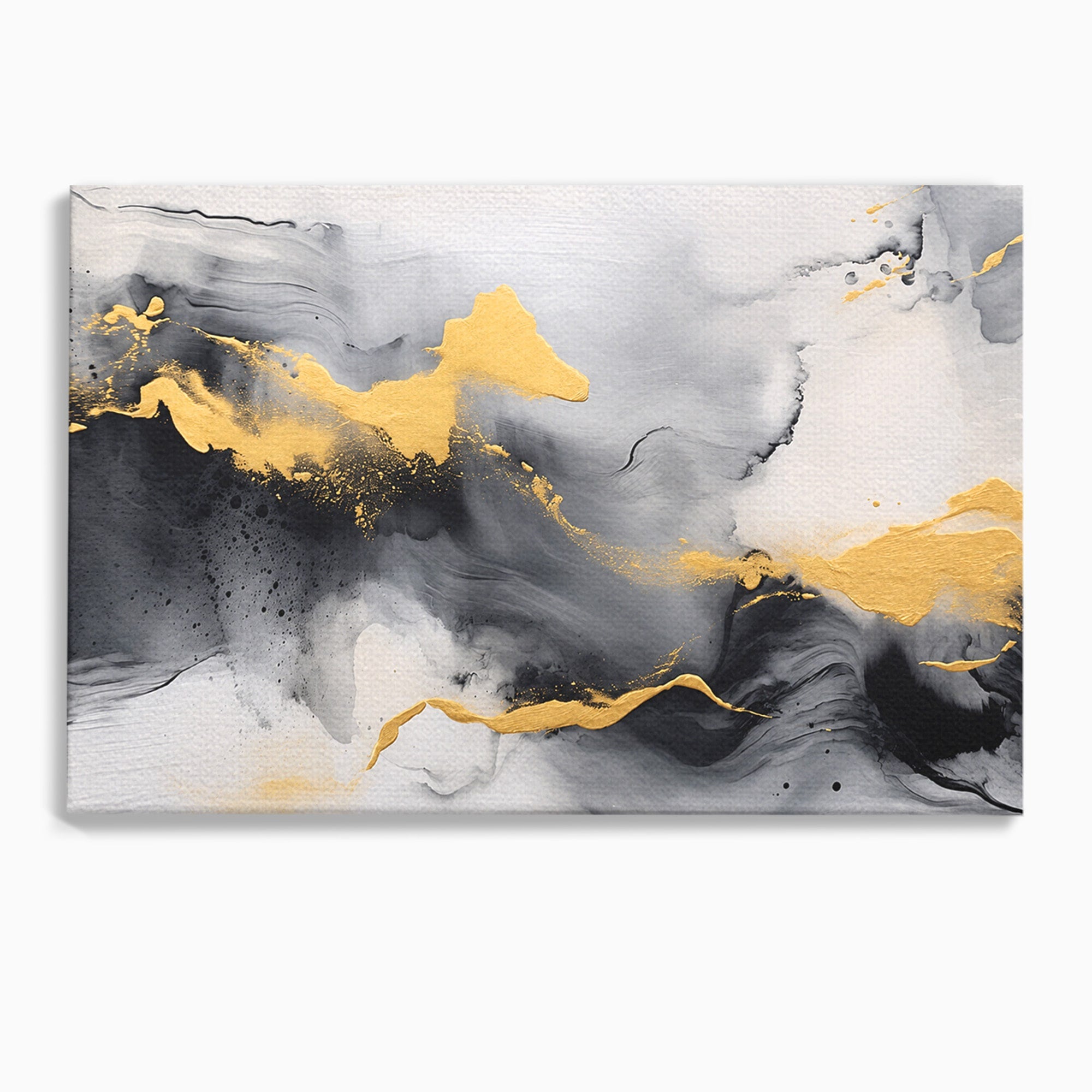 Tablou Canvas Premium LuxCanva® C1333, Flux Abstract Auriu, Abstract, Modern, Auriu, Dormitor, Birou, Culori Vibrante