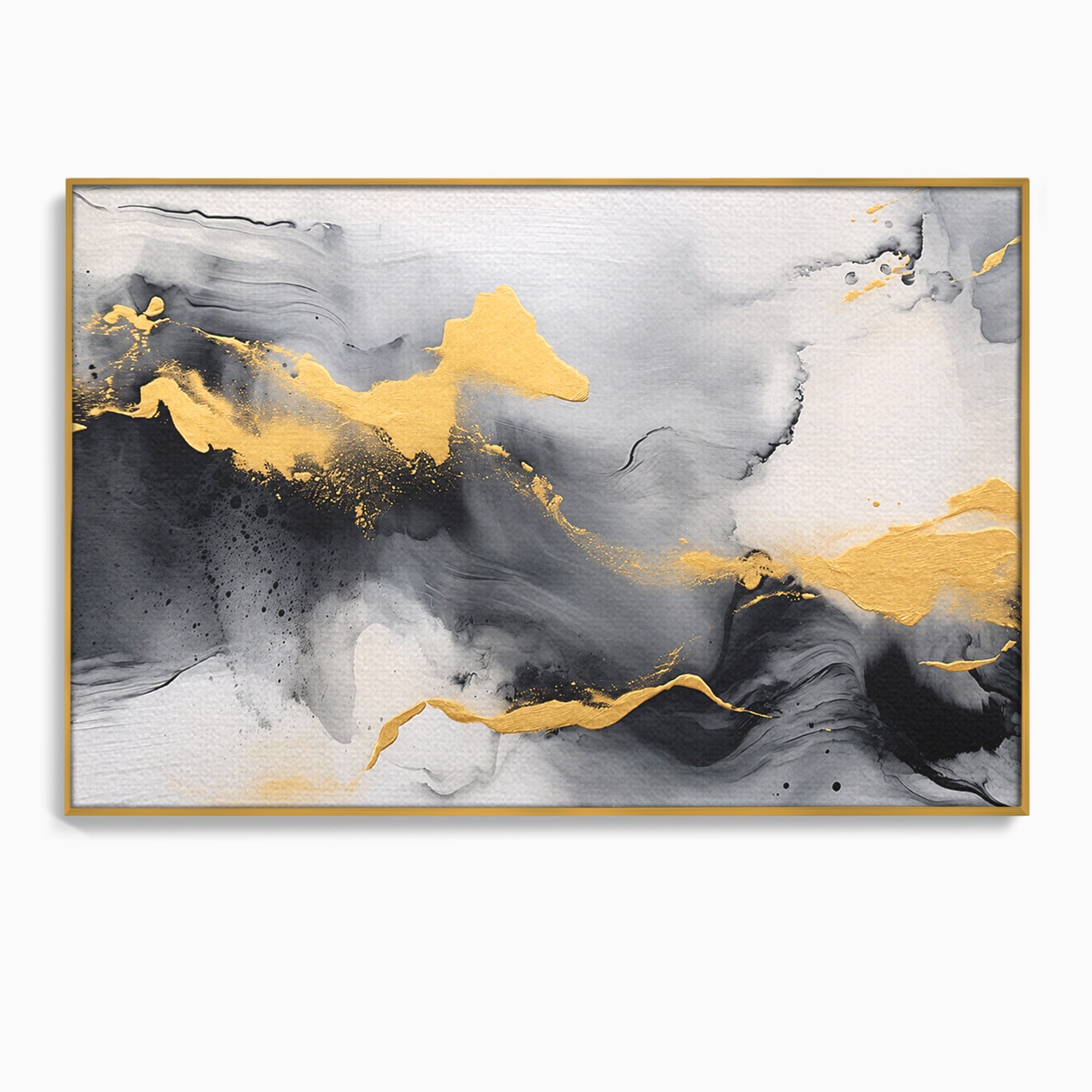 Tablou Canvas Premium LuxCanva® C1333, Flux Abstract Auriu, Abstract, Modern, Auriu, Dormitor, Birou, Culori Vibrante