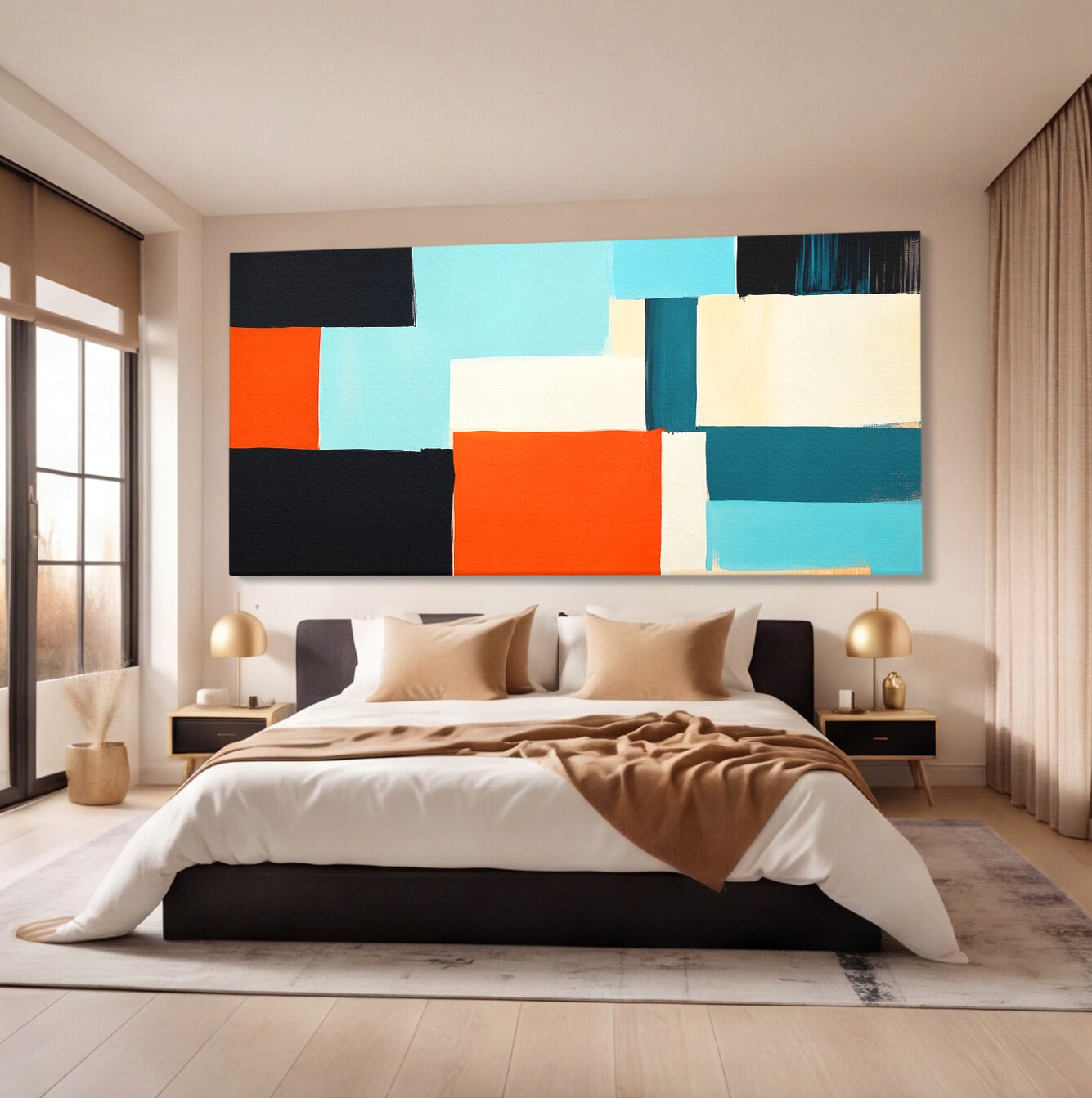 Tablou Canvas Premium LuxCanva® C1336, Abstract Geometric, Abstract, Geometric, Modern, Arta Contemporana, Birou, Culori Vibrante