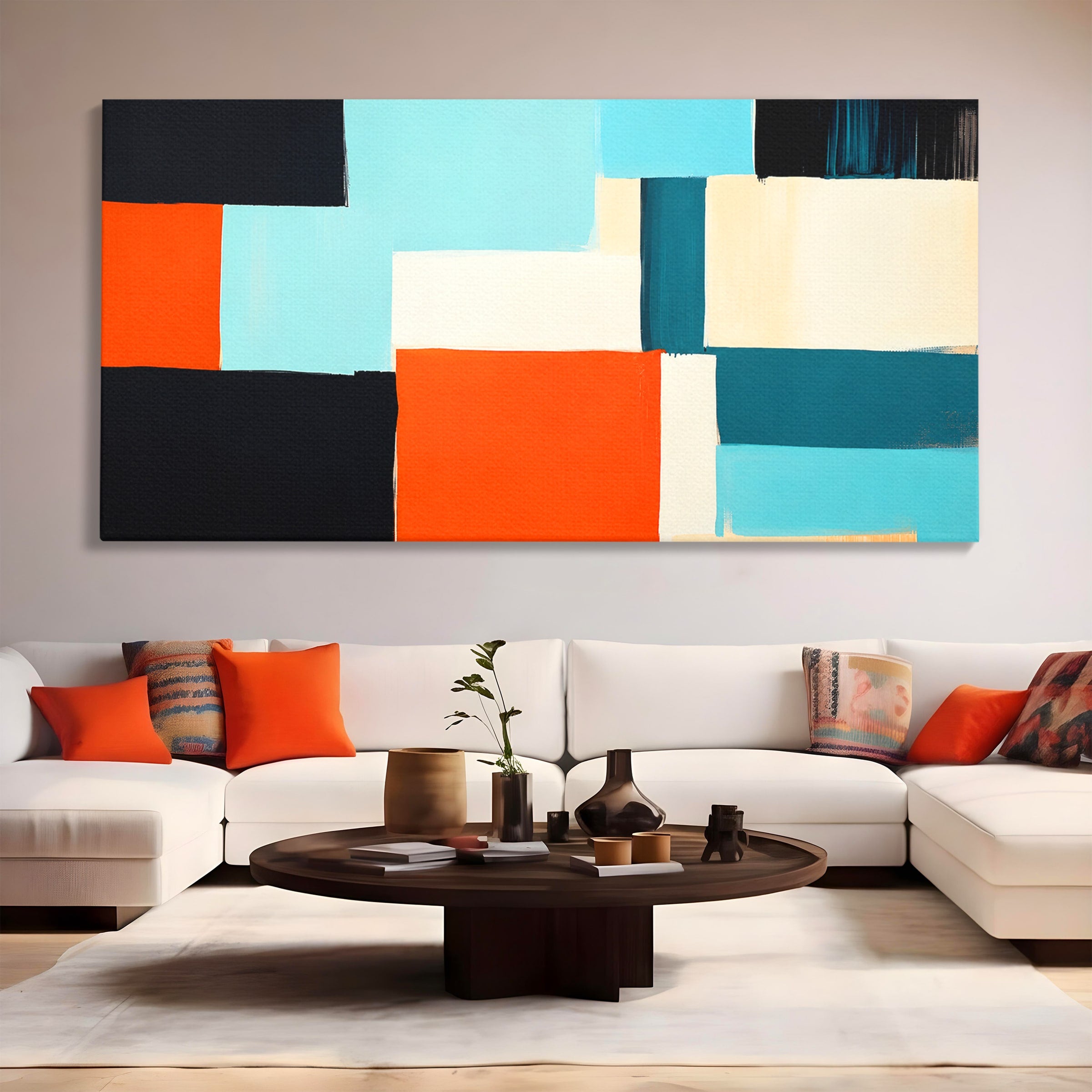 Tablou Canvas Premium LuxCanva® C1336, Abstract Geometric, Abstract, Geometric, Modern, Arta Contemporana, Birou, Culori Vibrante