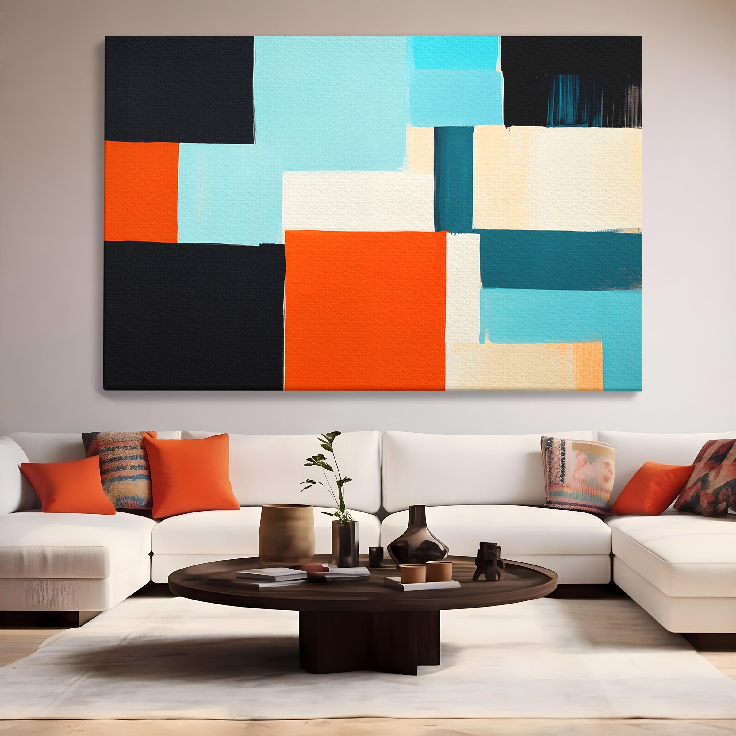 Tablou Canvas Premium LuxCanva® C1336, Abstract Geometric, Abstract, Geometric, Modern, Arta Contemporana, Birou, Culori Vibrante