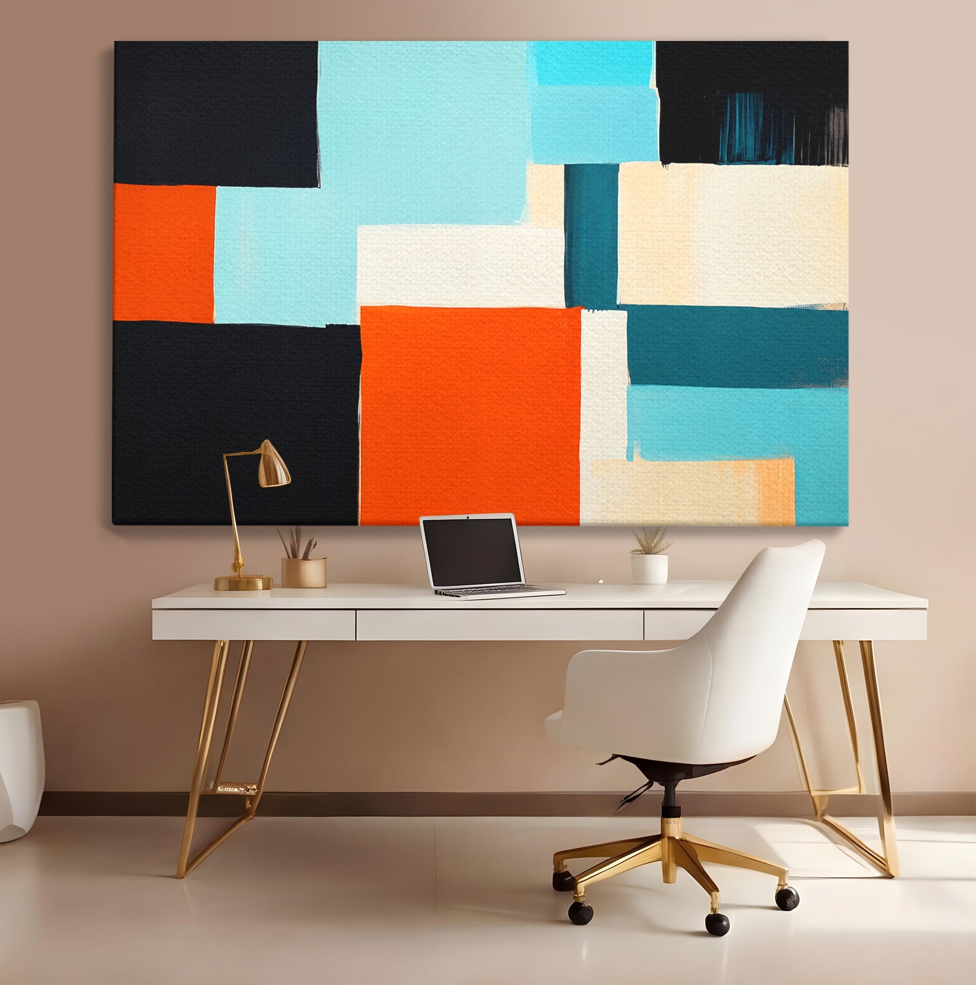 Tablou Canvas Premium LuxCanva® C1336, Abstract Geometric, Abstract, Geometric, Modern, Arta Contemporana, Birou, Culori Vibrante