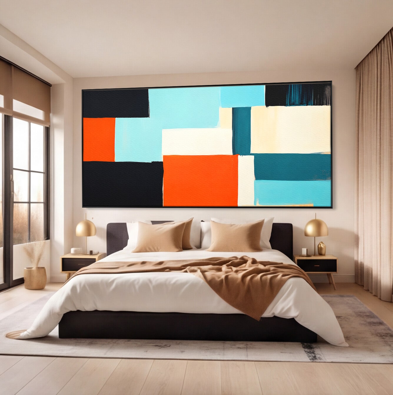 Tablou Canvas Premium LuxCanva® C1336, Abstract Geometric, Abstract, Geometric, Modern, Arta Contemporana, Birou, Culori Vibrante