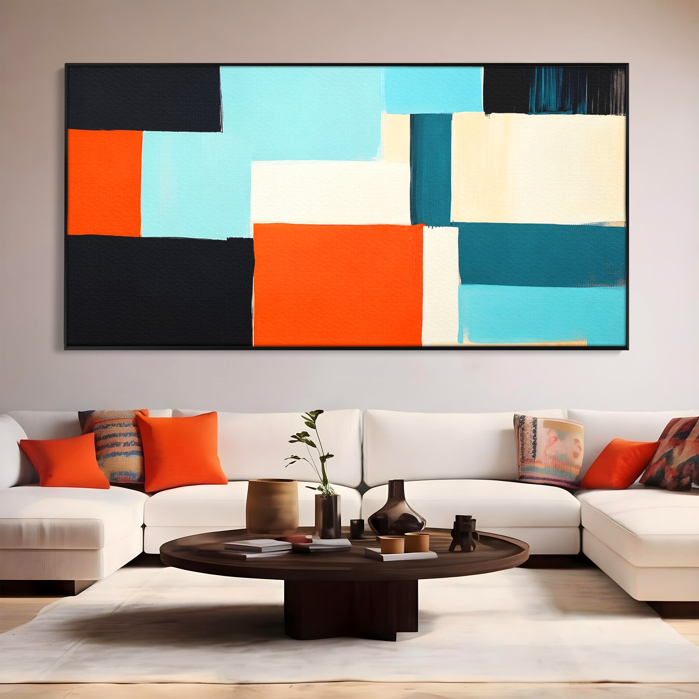 Tablou Canvas Premium LuxCanva® C1336, Abstract Geometric, Abstract, Geometric, Modern, Arta Contemporana, Birou, Culori Vibrante