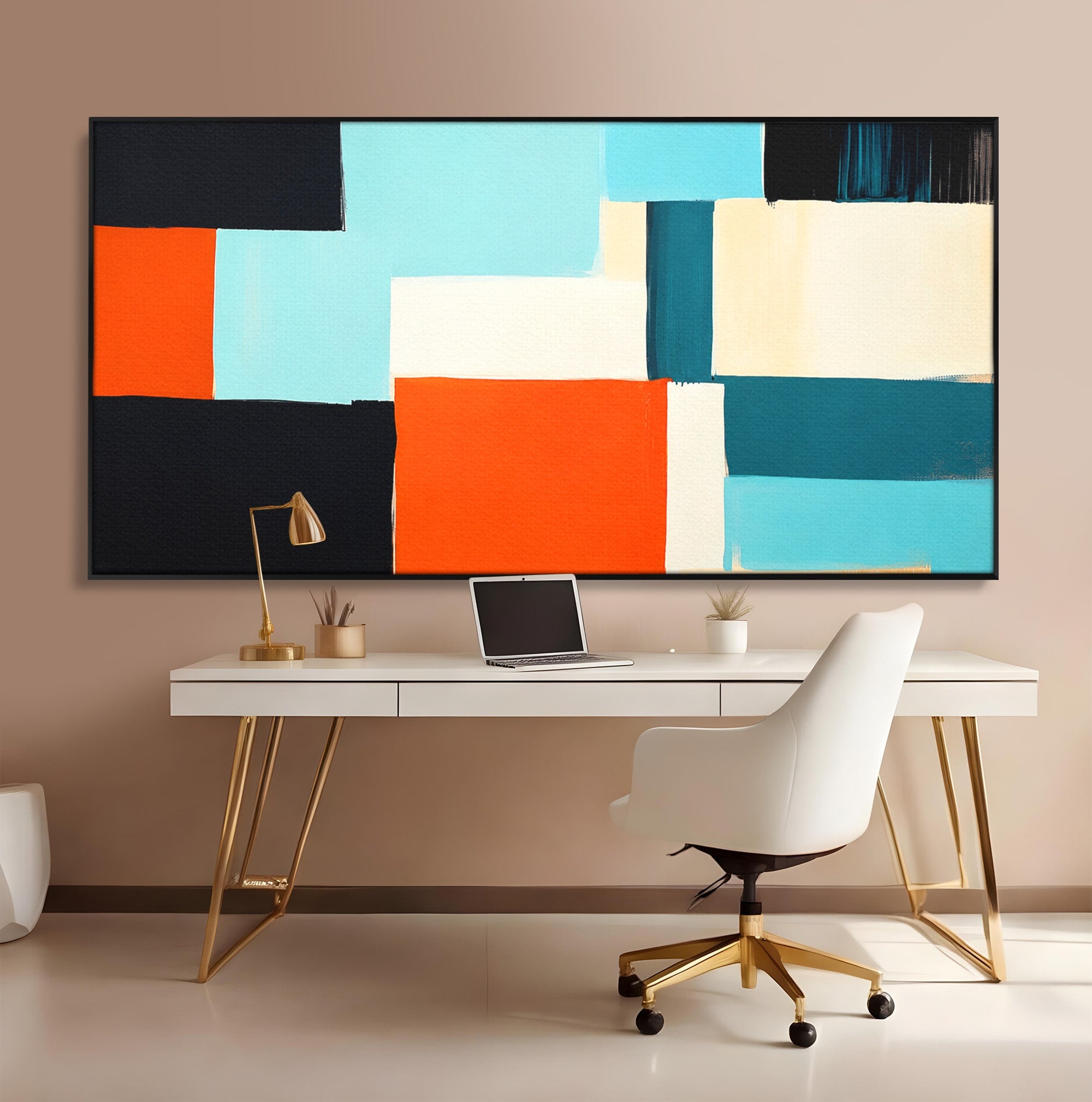 Tablou Canvas Premium LuxCanva® C1336, Abstract Geometric, Abstract, Geometric, Modern, Arta Contemporana, Birou, Culori Vibrante