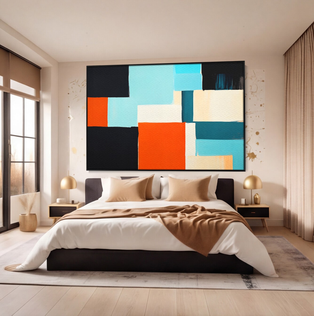 Tablou Canvas Premium LuxCanva® C1336, Abstract Geometric, Abstract, Geometric, Modern, Arta Contemporana, Birou, Culori Vibrante