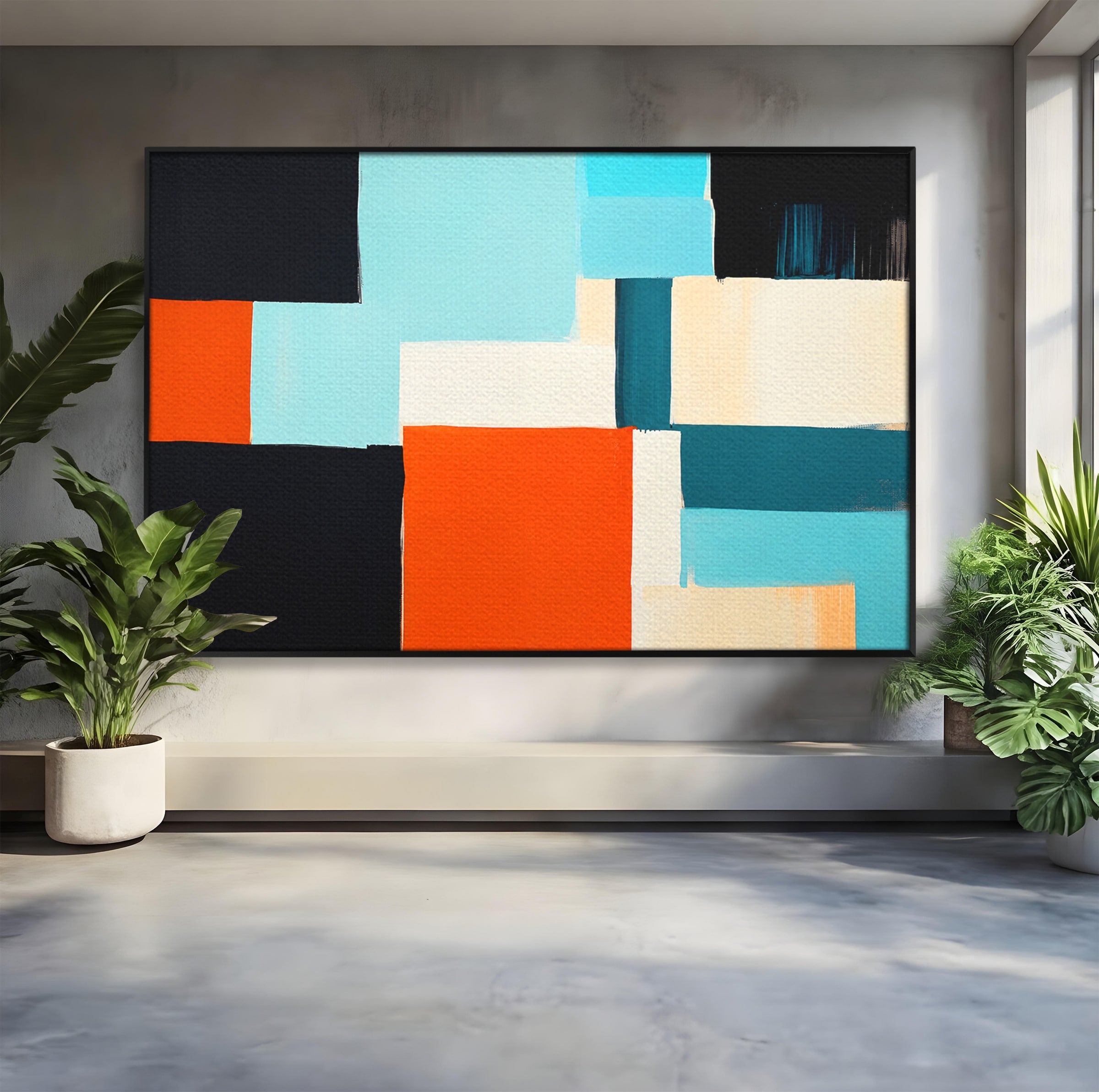 Tablou Canvas Premium LuxCanva® C1336, Abstract Geometric, Abstract, Geometric, Modern, Arta Contemporana, Birou, Culori Vibrante