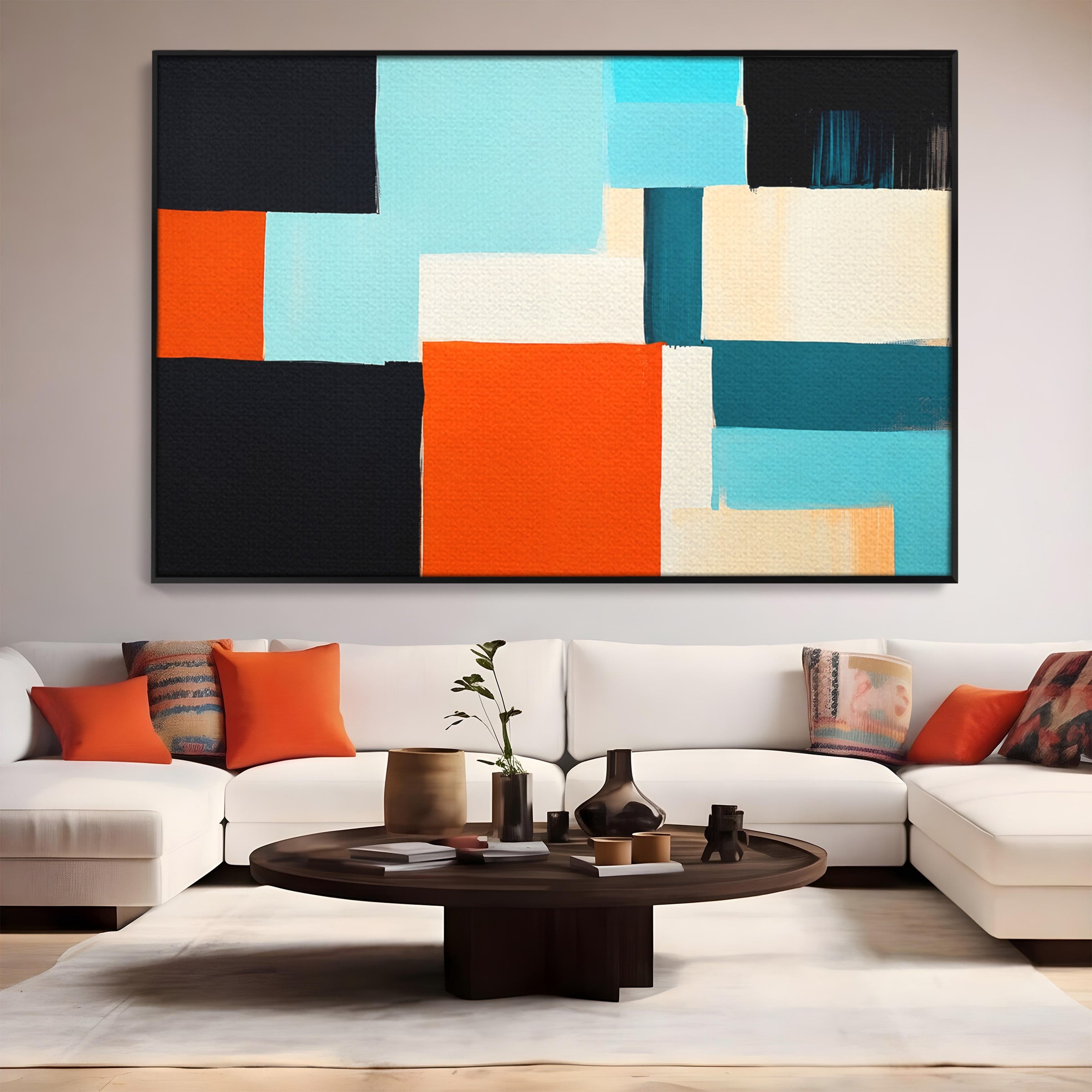 Tablou Canvas Premium LuxCanva® C1336, Abstract Geometric, Abstract, Geometric, Modern, Arta Contemporana, Birou, Culori Vibrante