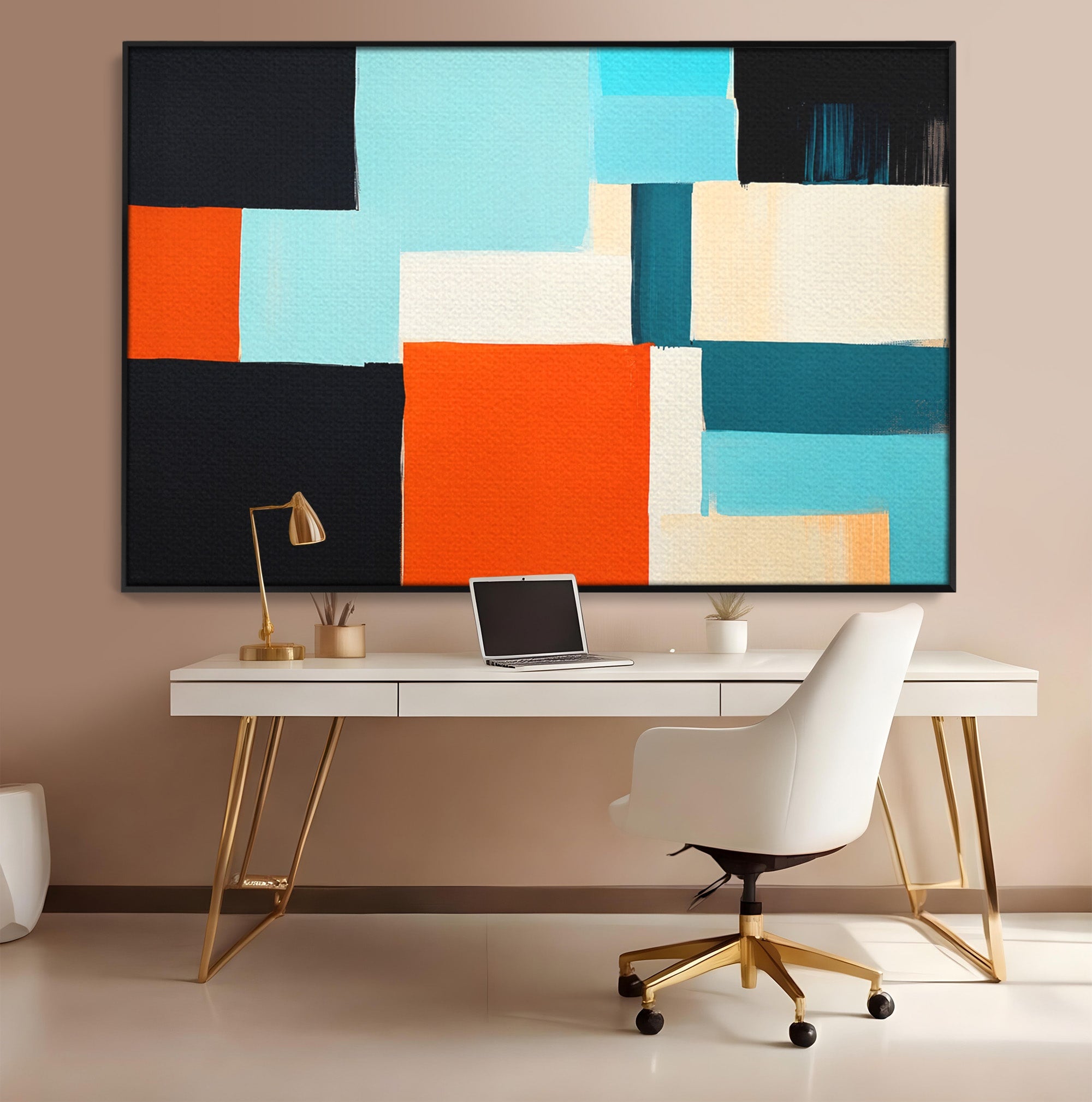 Tablou Canvas Premium LuxCanva® C1336, Abstract Geometric, Abstract, Geometric, Modern, Arta Contemporana, Birou, Culori Vibrante