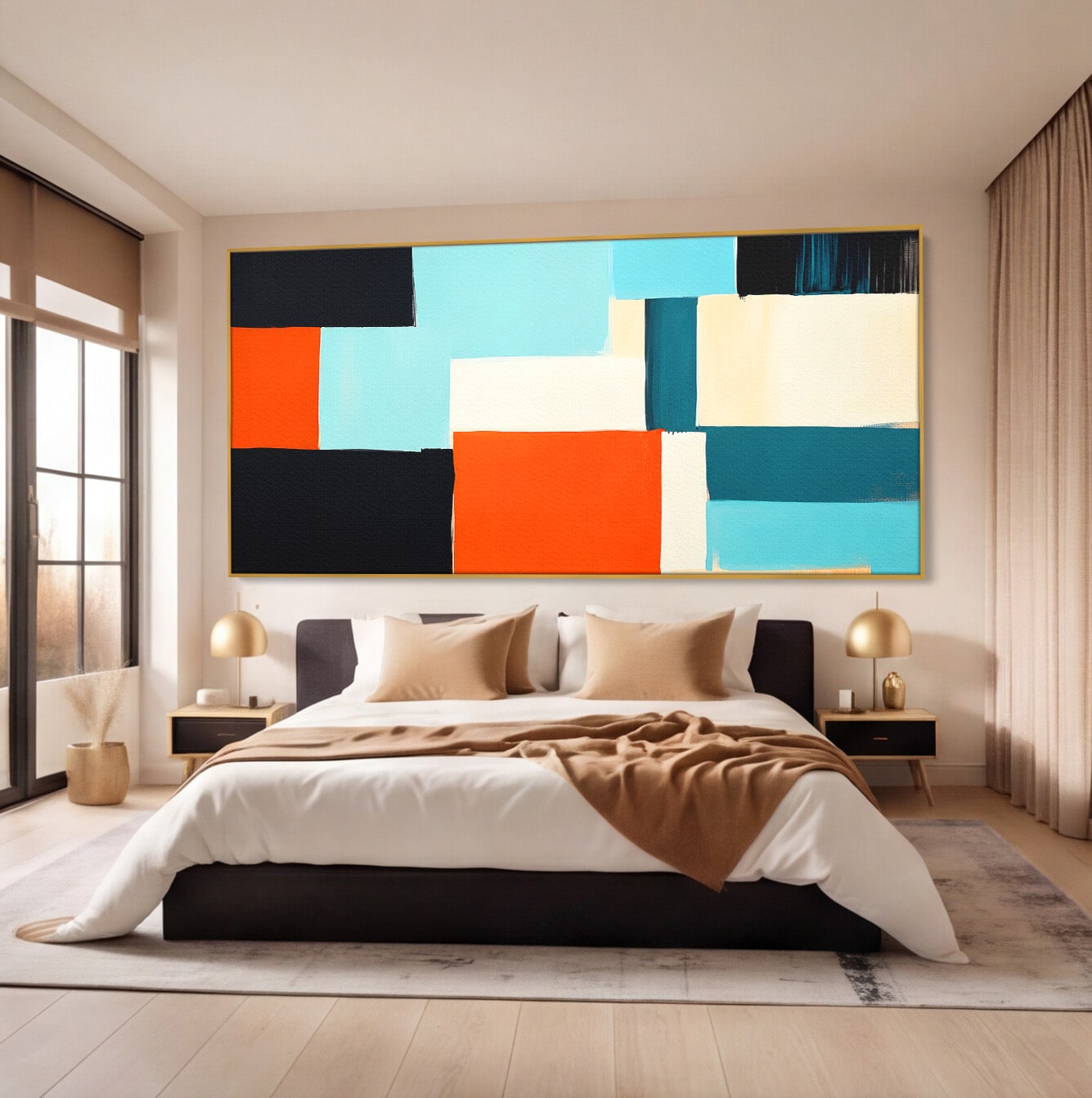 Tablou Canvas Premium LuxCanva® C1336, Abstract Geometric, Abstract, Geometric, Modern, Arta Contemporana, Birou, Culori Vibrante