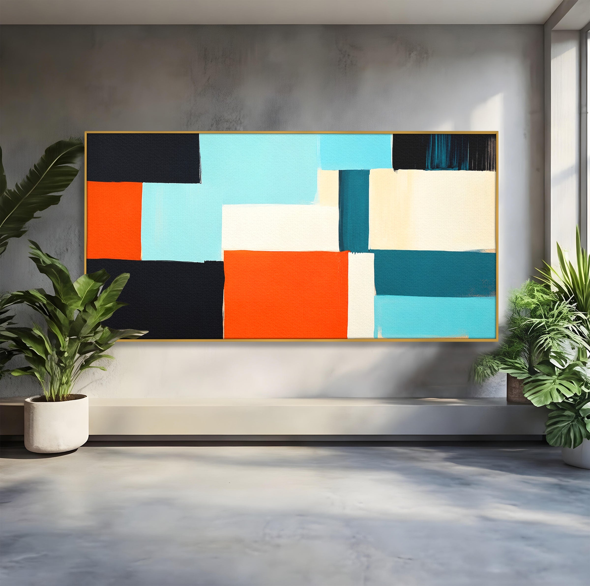 Tablou Canvas Premium LuxCanva® C1336, Abstract Geometric, Abstract, Geometric, Modern, Arta Contemporana, Birou, Culori Vibrante