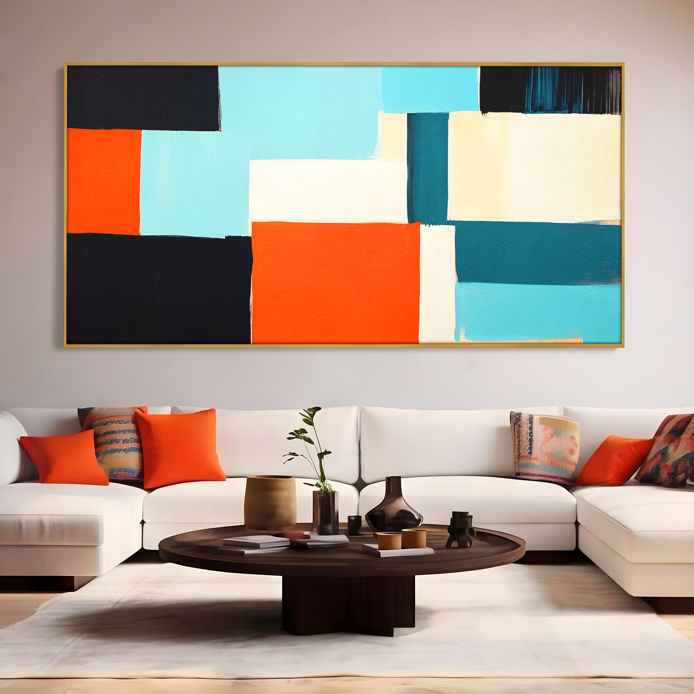 Tablou Canvas Premium LuxCanva® C1336, Abstract Geometric, Abstract, Geometric, Modern, Arta Contemporana, Birou, Culori Vibrante