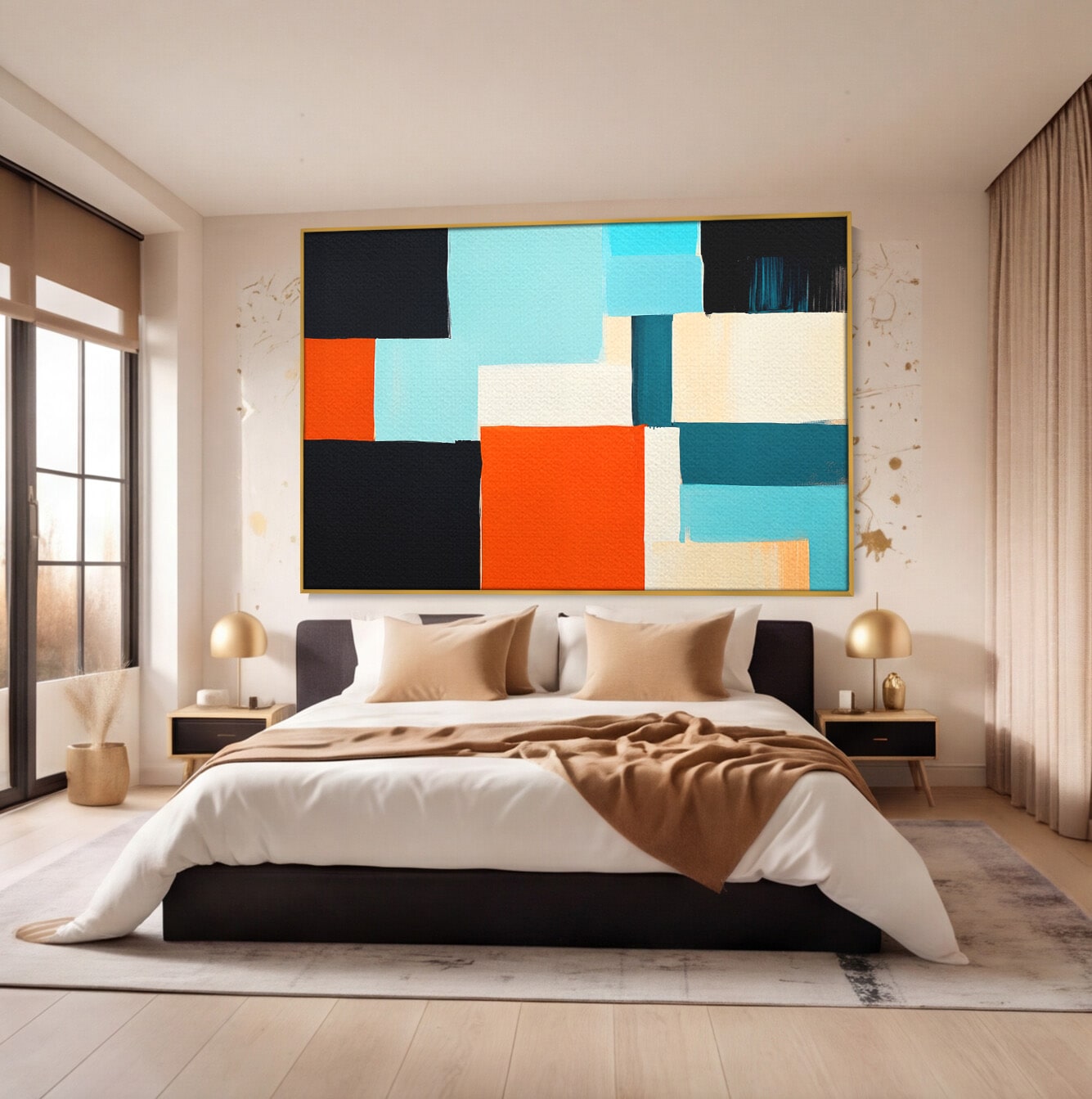 Tablou Canvas Premium LuxCanva® C1336, Abstract Geometric, Abstract, Geometric, Modern, Arta Contemporana, Birou, Culori Vibrante