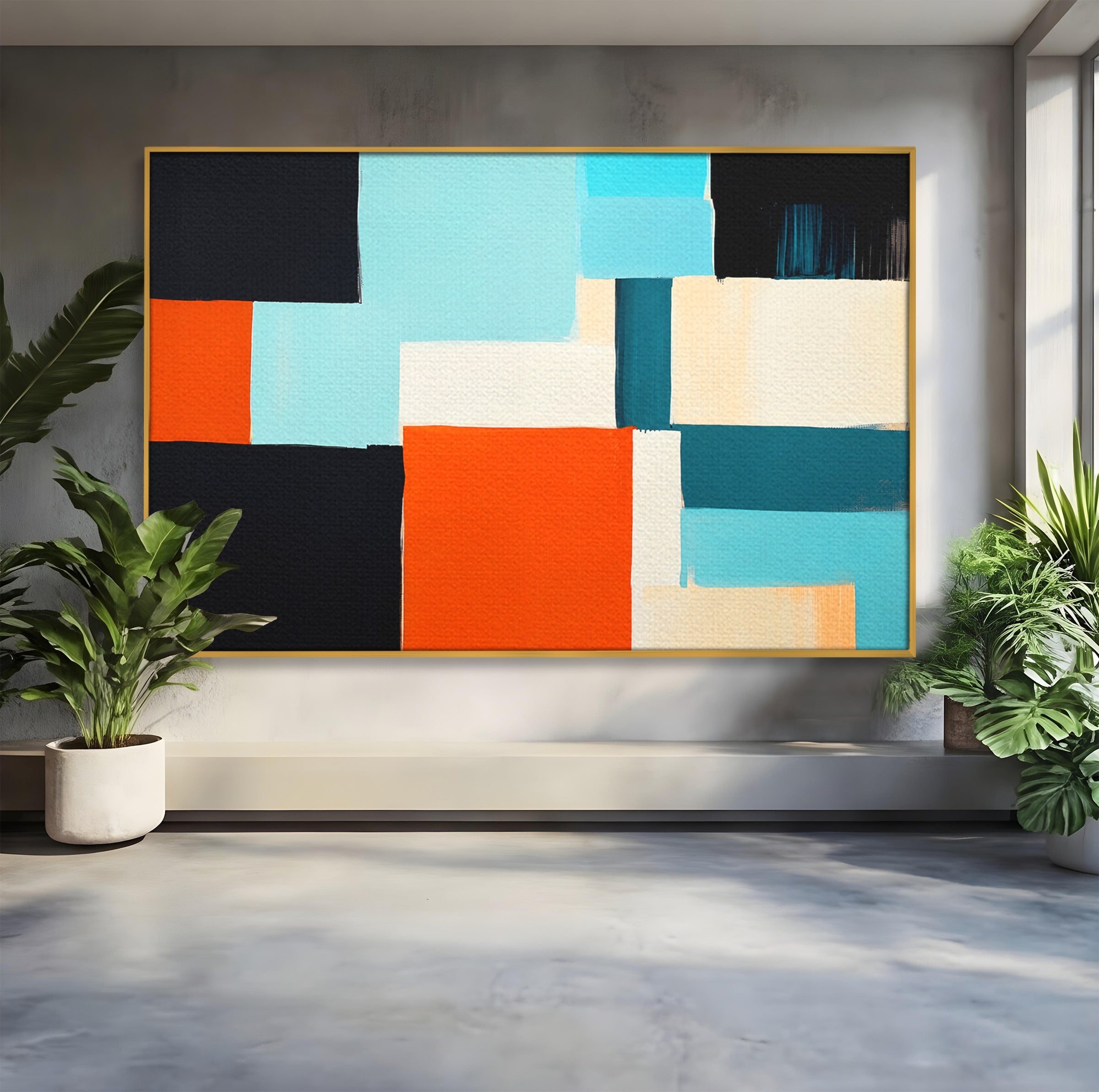 Tablou Canvas Premium LuxCanva® C1336, Abstract Geometric, Abstract, Geometric, Modern, Arta Contemporana, Birou, Culori Vibrante