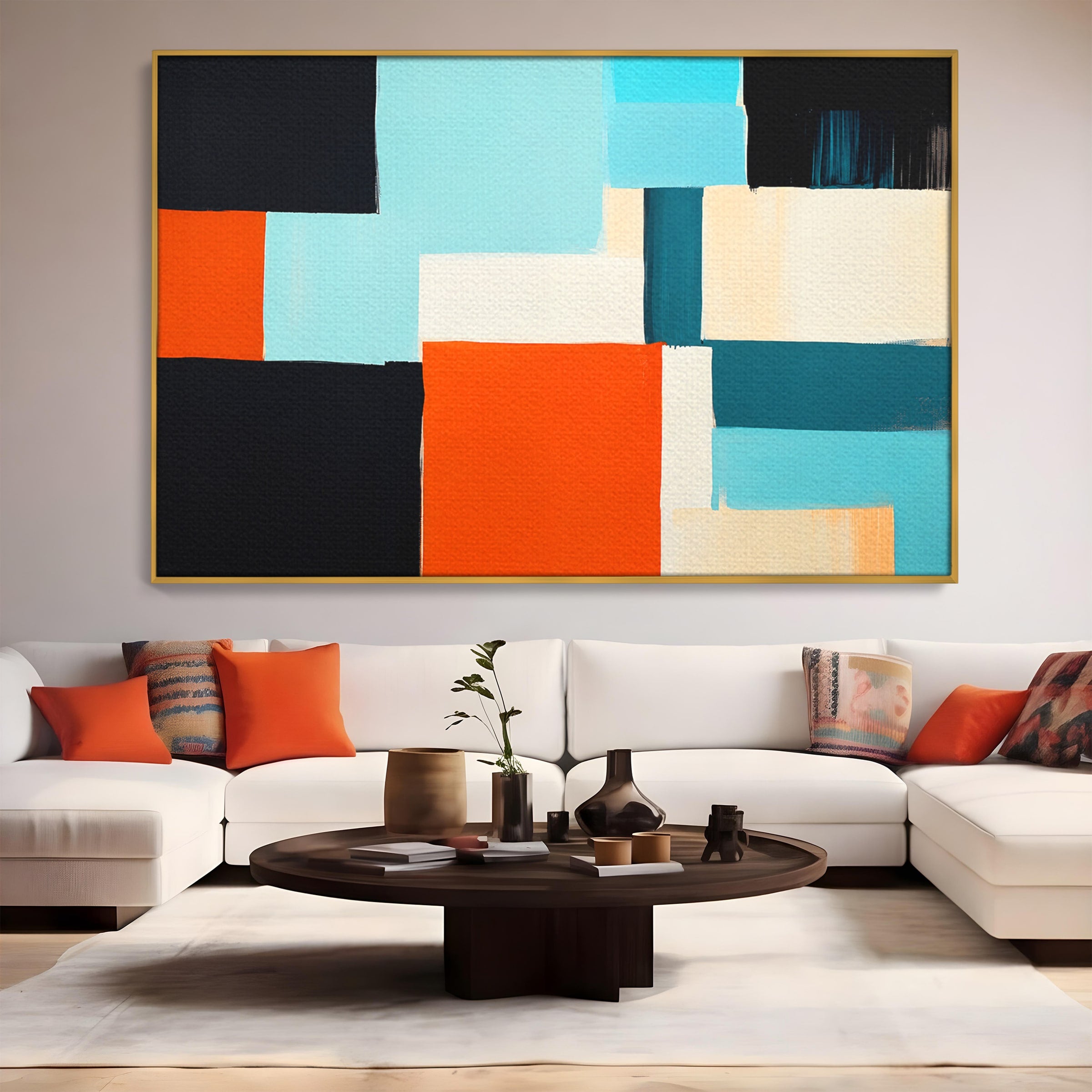 Tablou Canvas Premium LuxCanva® C1336, Abstract Geometric, Abstract, Geometric, Modern, Arta Contemporana, Birou, Culori Vibrante