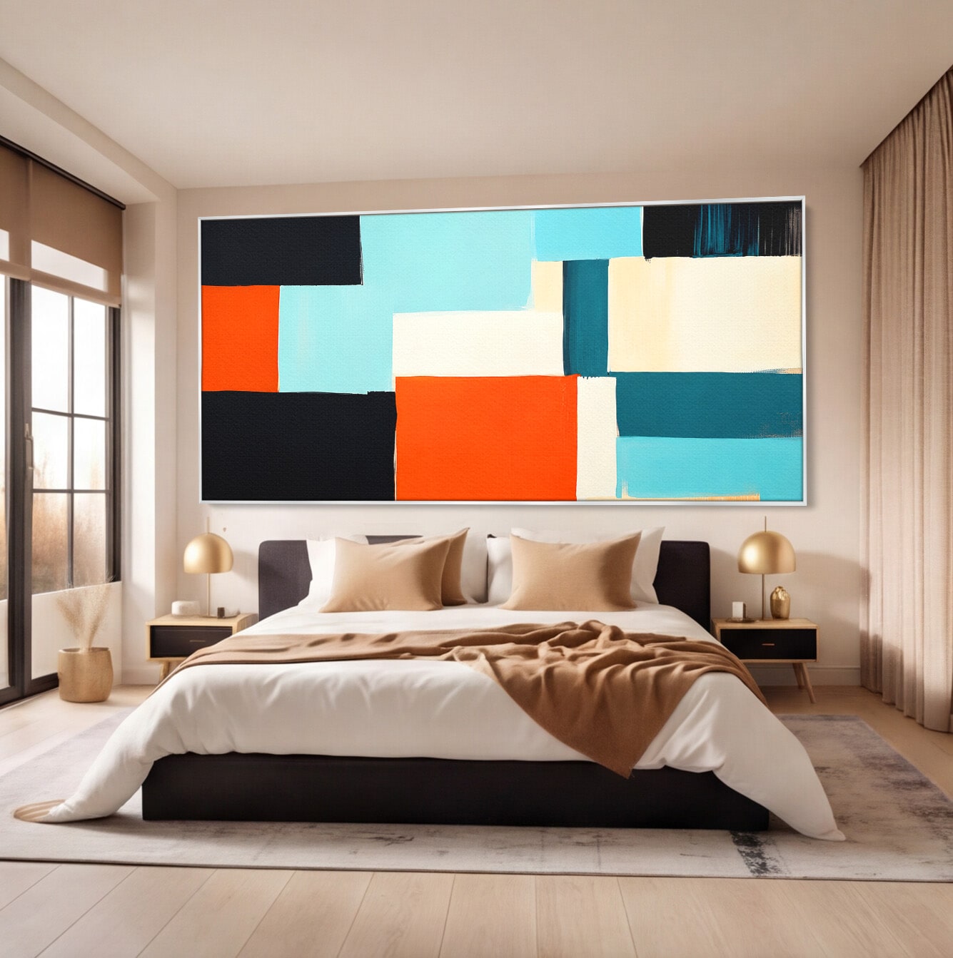 Tablou Canvas Premium LuxCanva® C1336, Abstract Geometric, Abstract, Geometric, Modern, Arta Contemporana, Birou, Culori Vibrante