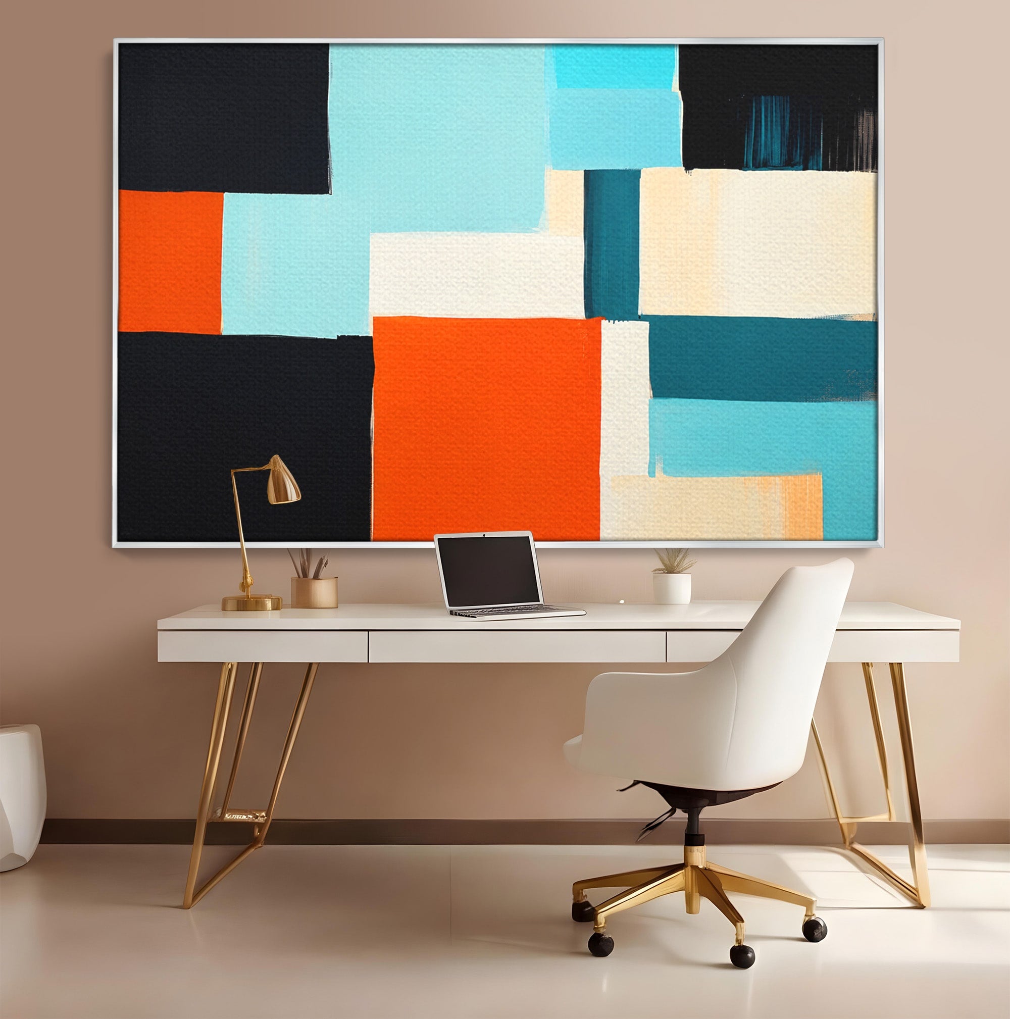 Tablou Canvas Premium LuxCanva® C1336, Abstract Geometric, Abstract, Geometric, Modern, Arta Contemporana, Birou, Culori Vibrante