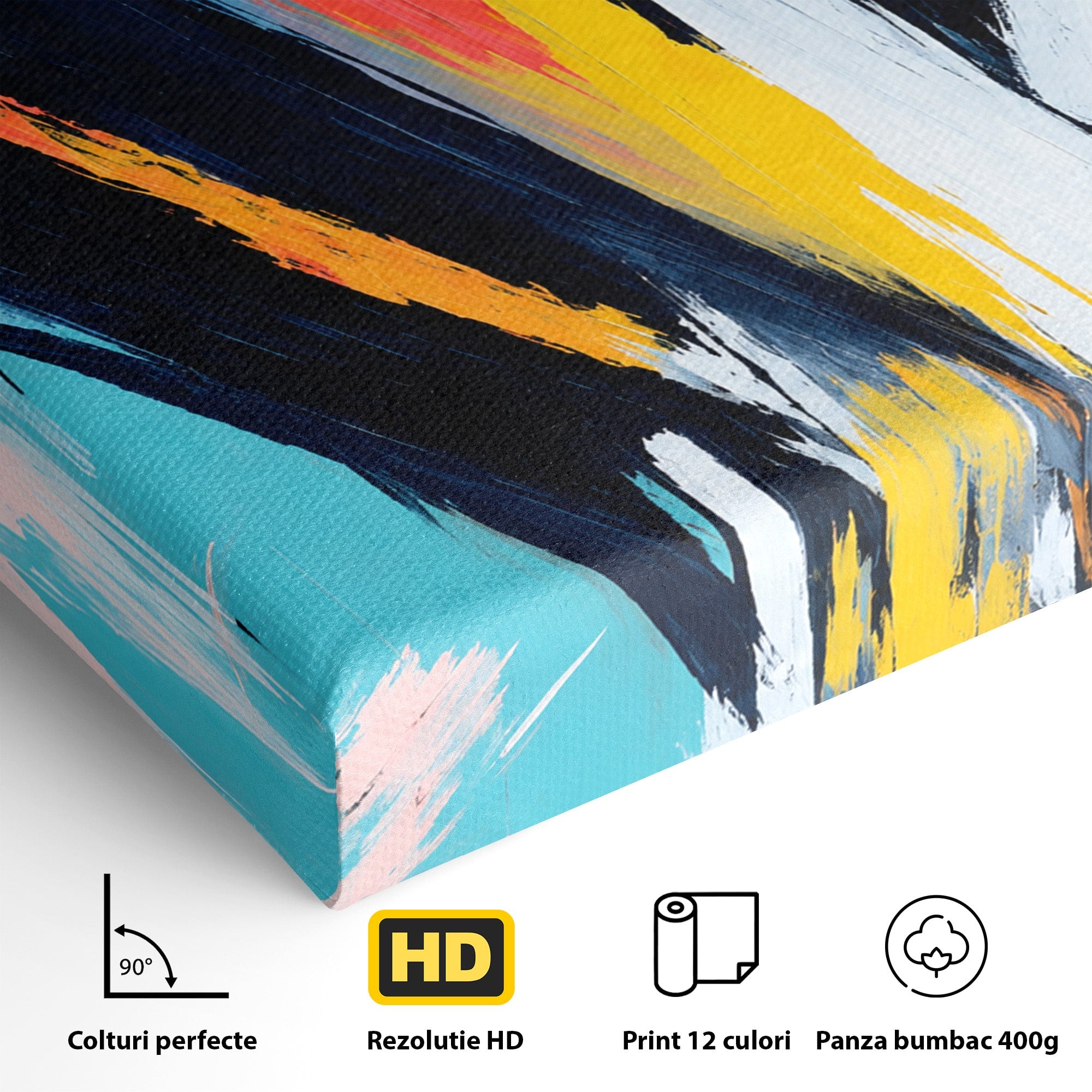 Tablou Canvas Premium LuxCanva® C1337, Abstract Dinamic, Abstract, Modern, Energetic, Living, Birou, Culori Vibrante