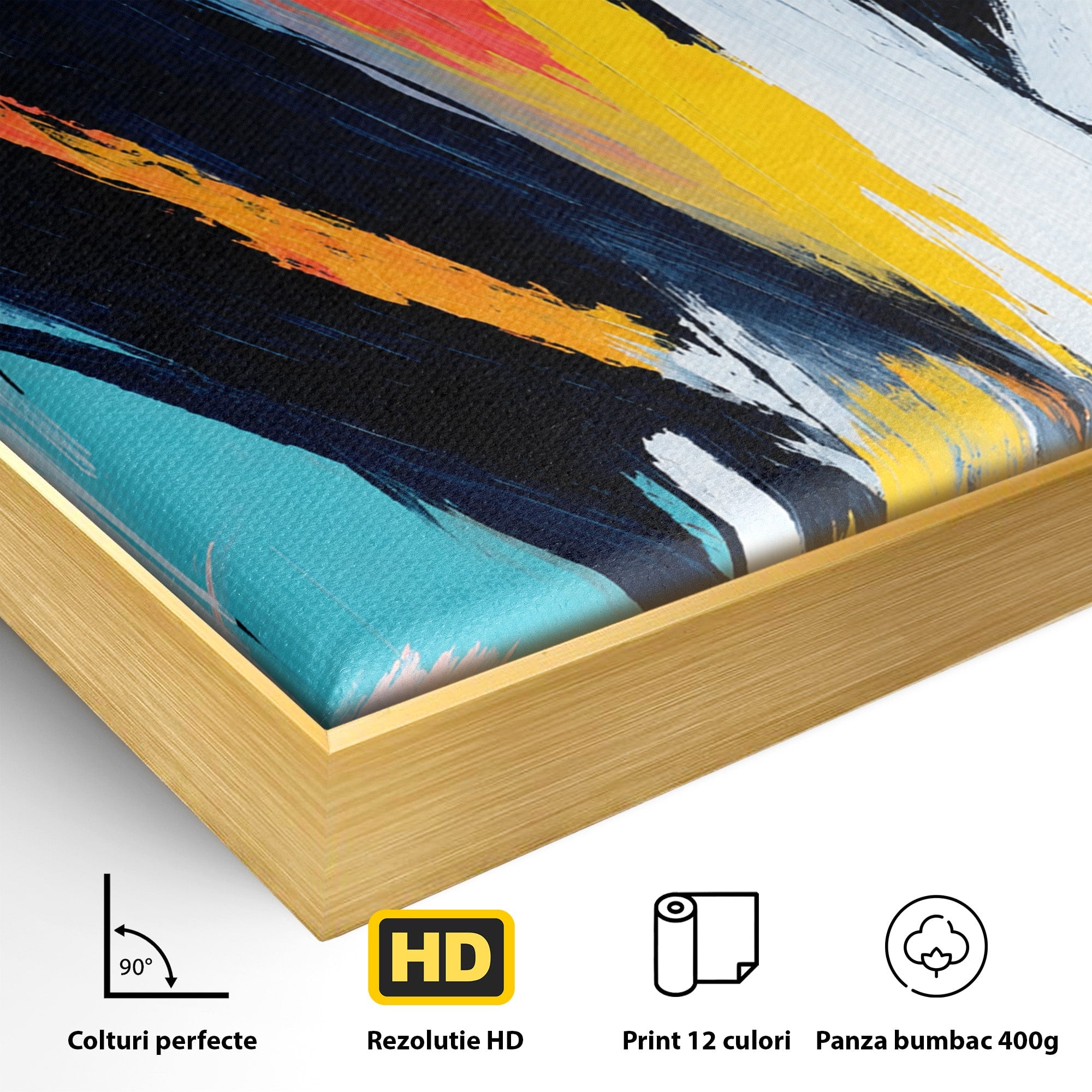 Tablou Canvas Premium LuxCanva® C1337, Abstract Dinamic, Abstract, Modern, Energetic, Living, Birou, Culori Vibrante