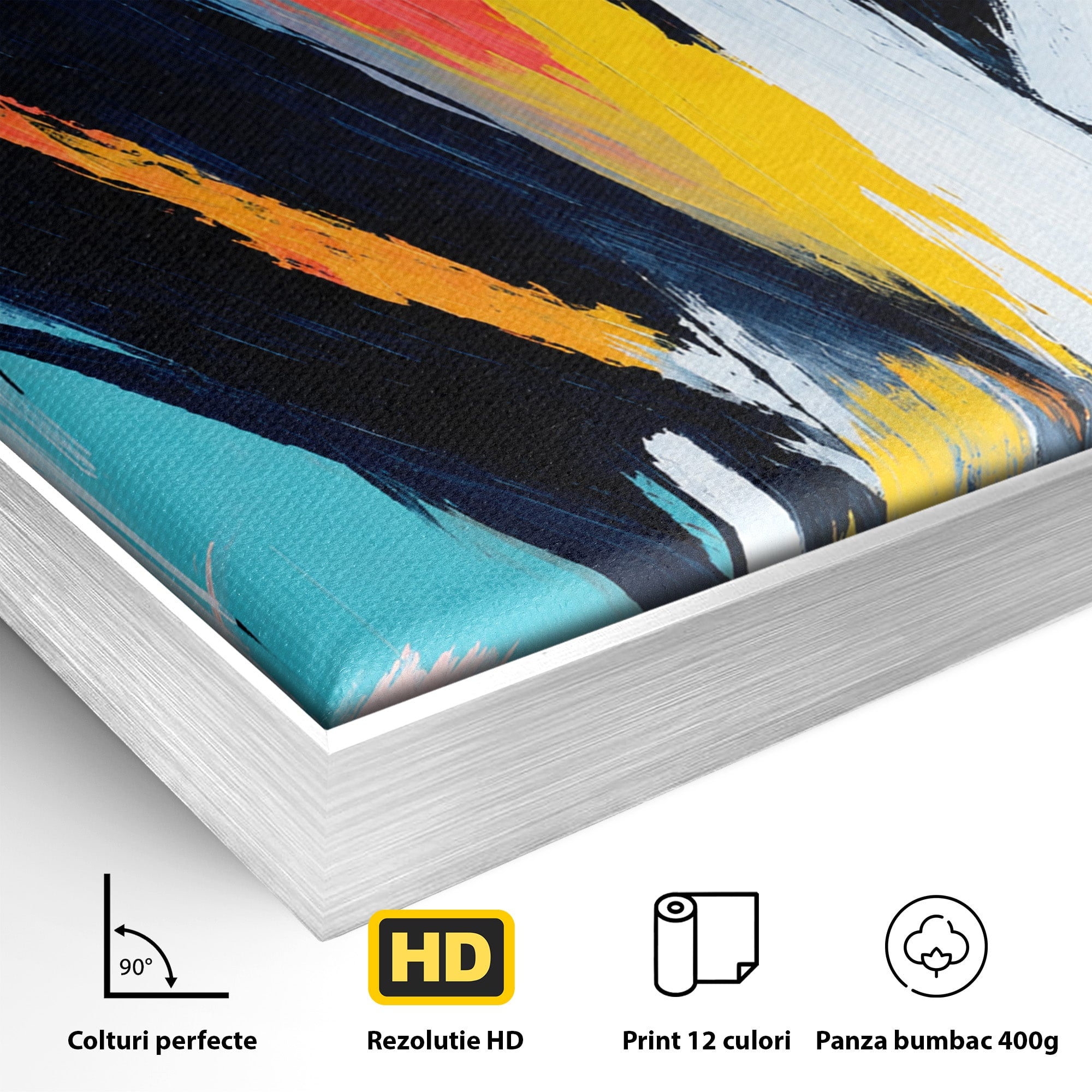 Tablou Canvas Premium LuxCanva® C1337, Abstract Dinamic, Abstract, Modern, Energetic, Living, Birou, Culori Vibrante