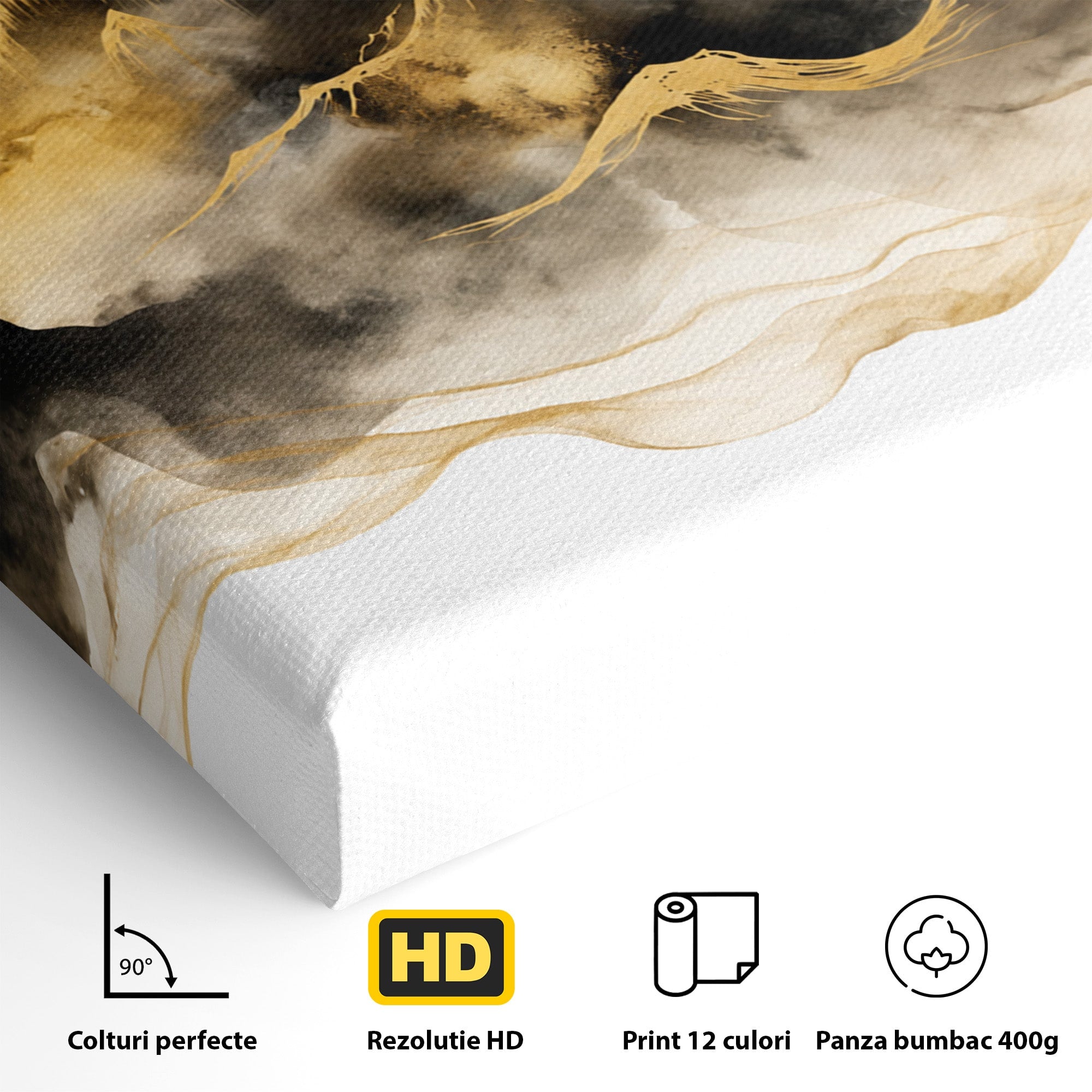 Tablou Canvas Premium LuxCanva® C1339, Munti Aurii, Munti, Peisaj, Auriu, Living, Natura, Culori Vibrante