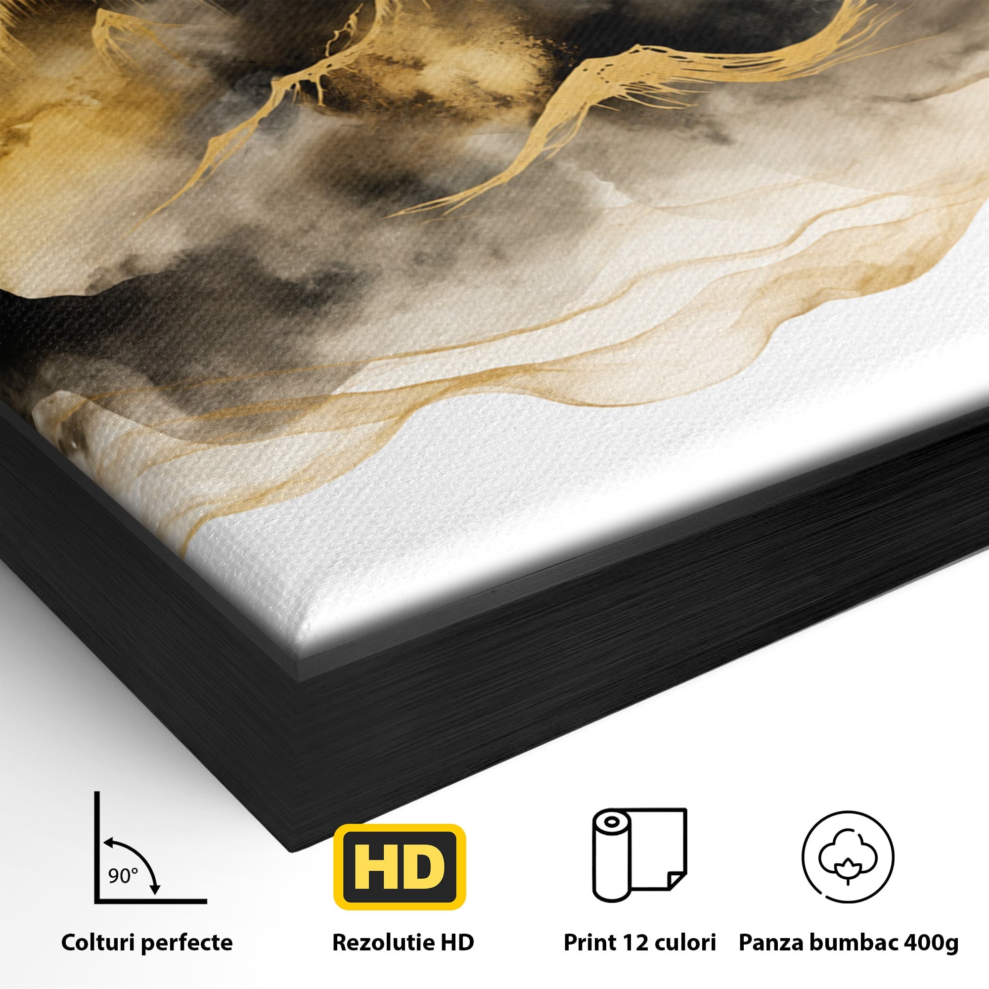 Tablou Canvas Premium LuxCanva® C1339, Munti Aurii, Munti, Peisaj, Auriu, Living, Natura, Culori Vibrante