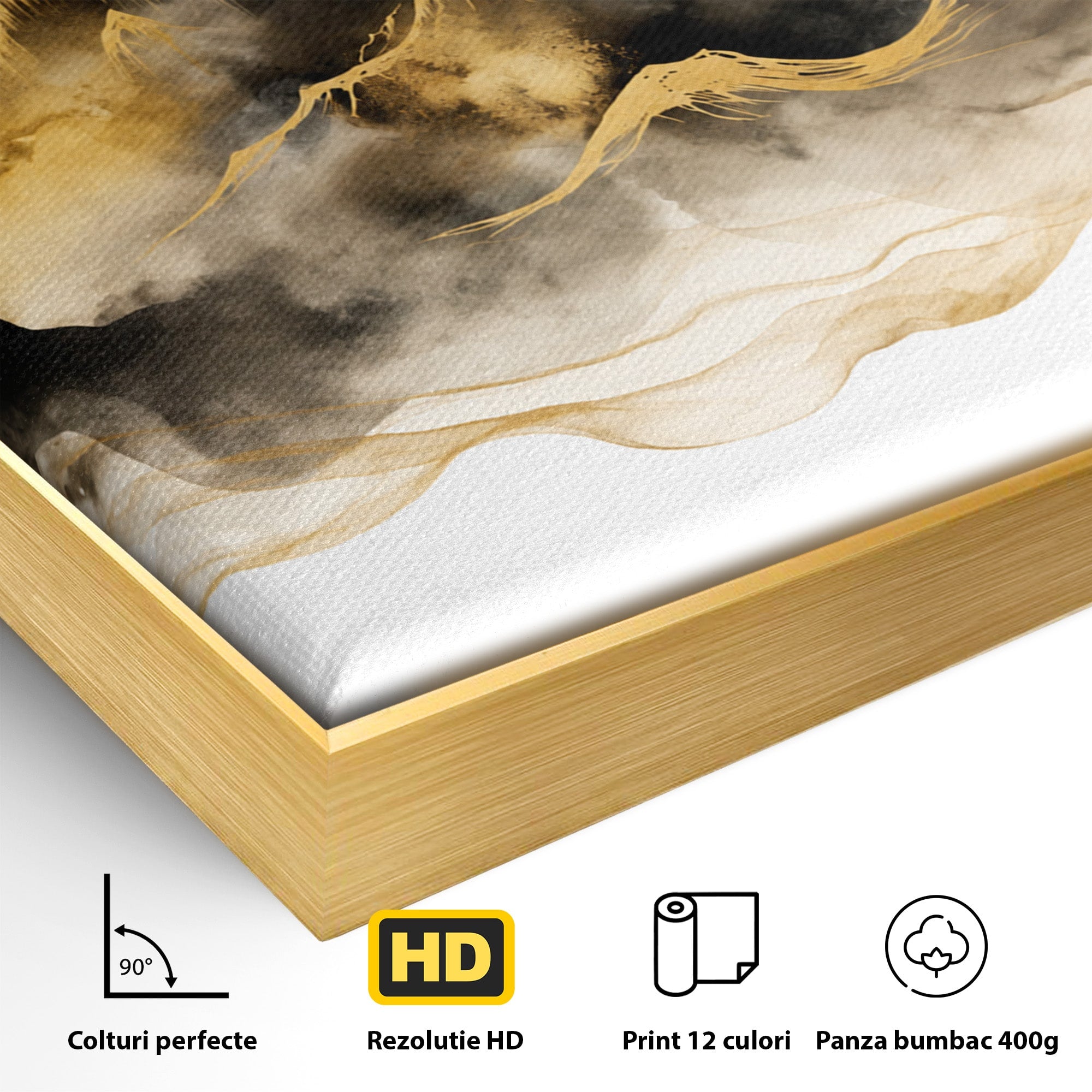 Tablou Canvas Premium LuxCanva® C1339, Munti Aurii, Munti, Peisaj, Auriu, Living, Natura, Culori Vibrante