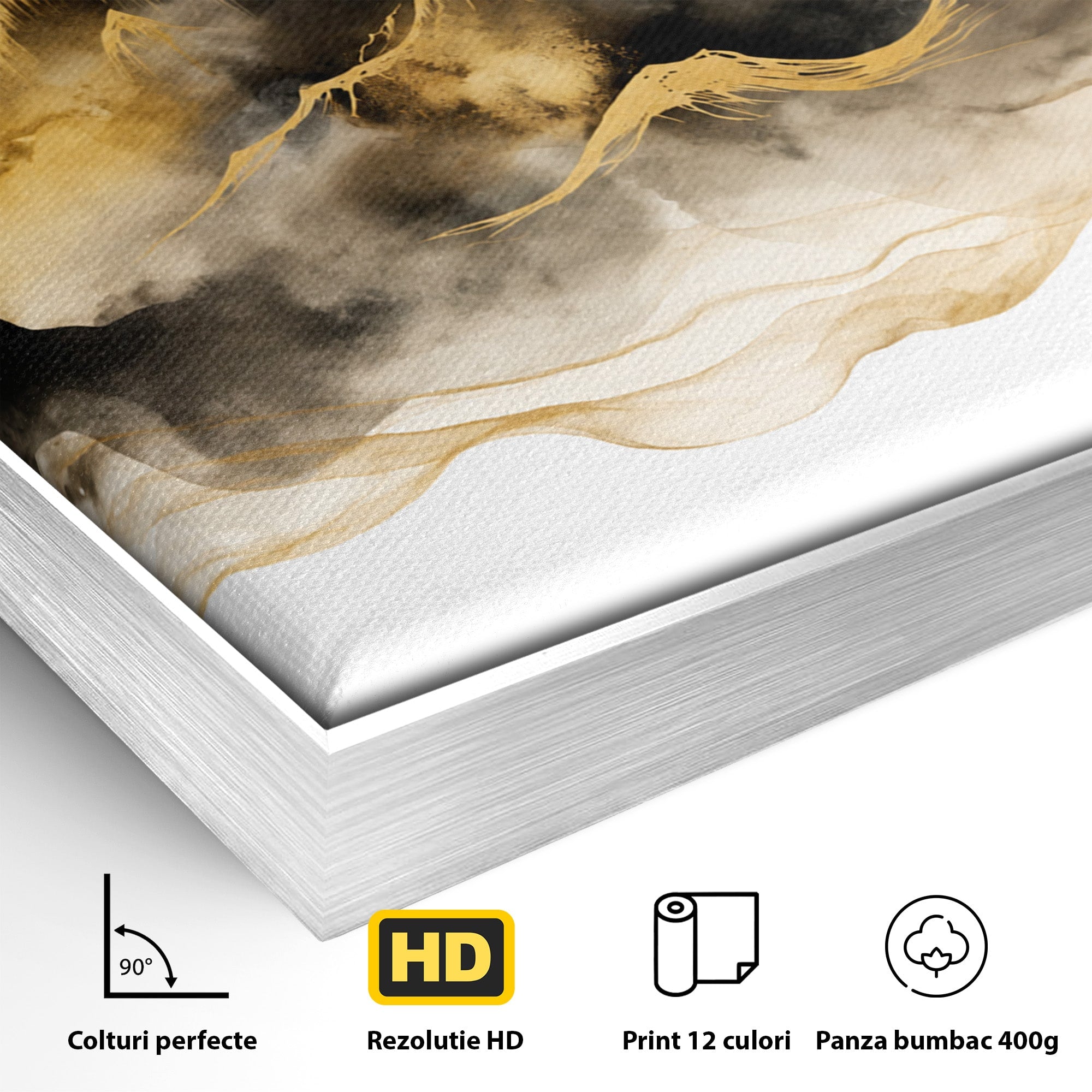 Tablou Canvas Premium LuxCanva® C1339, Munti Aurii, Munti, Peisaj, Auriu, Living, Natura, Culori Vibrante