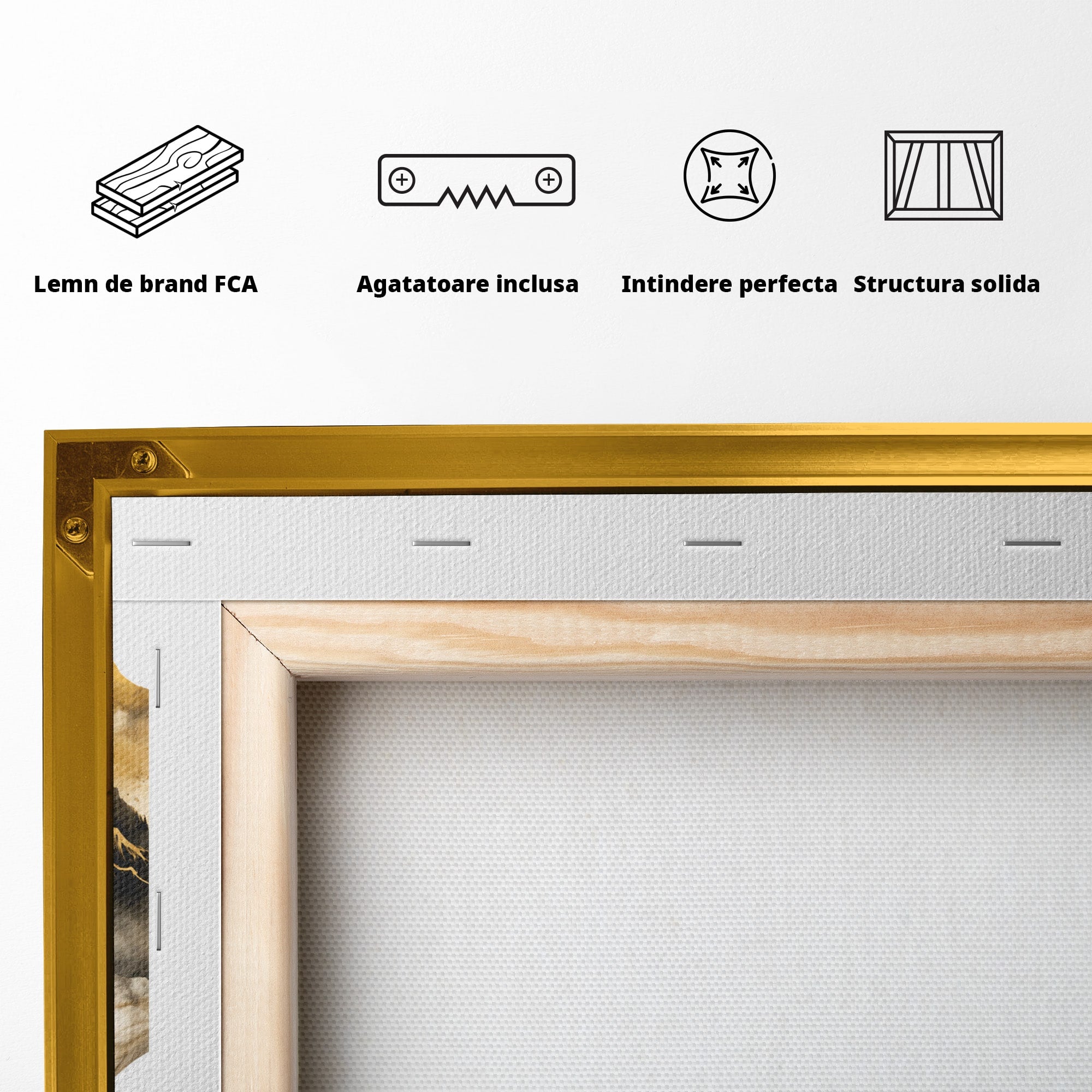 Tablou Canvas Premium LuxCanva® C1339, Munti Aurii, Munti, Peisaj, Auriu, Living, Natura, Culori Vibrante