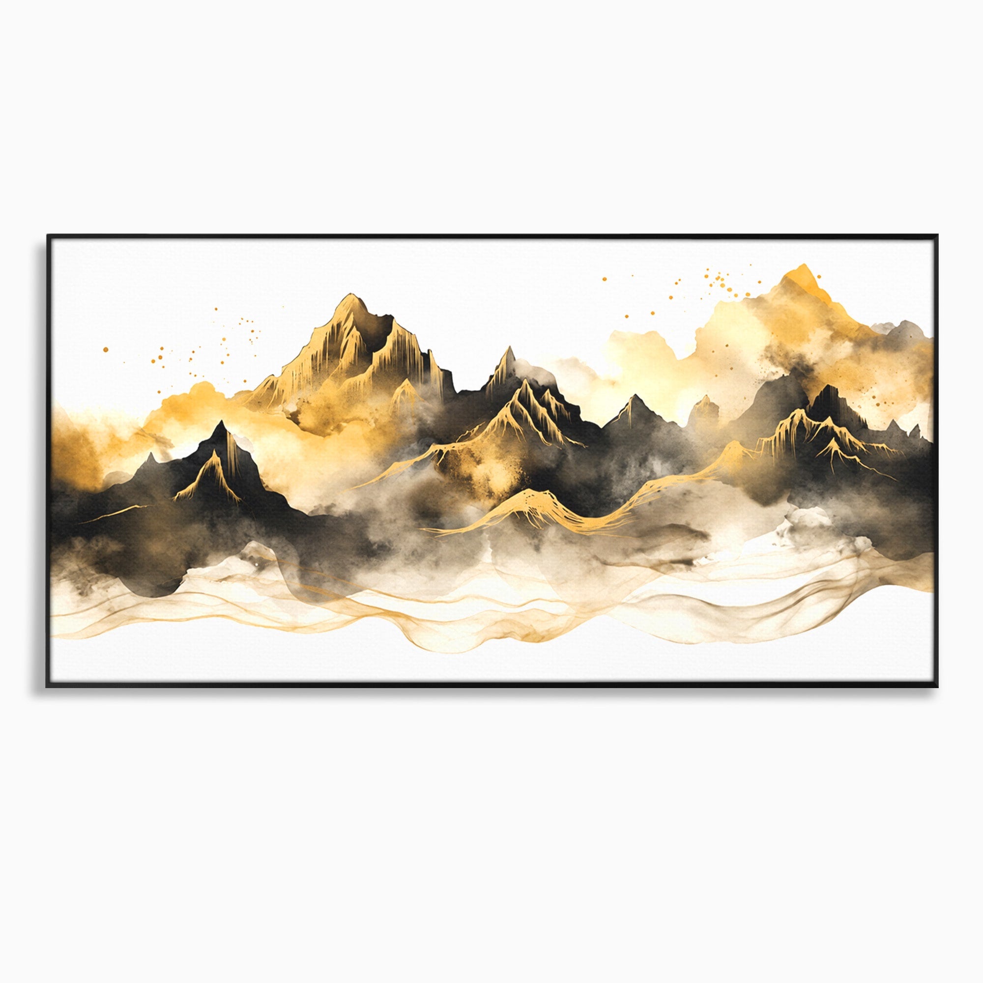 Tablou Canvas Premium LuxCanva® C1339, Munti Aurii, Munti, Peisaj, Auriu, Living, Natura, Culori Vibrante