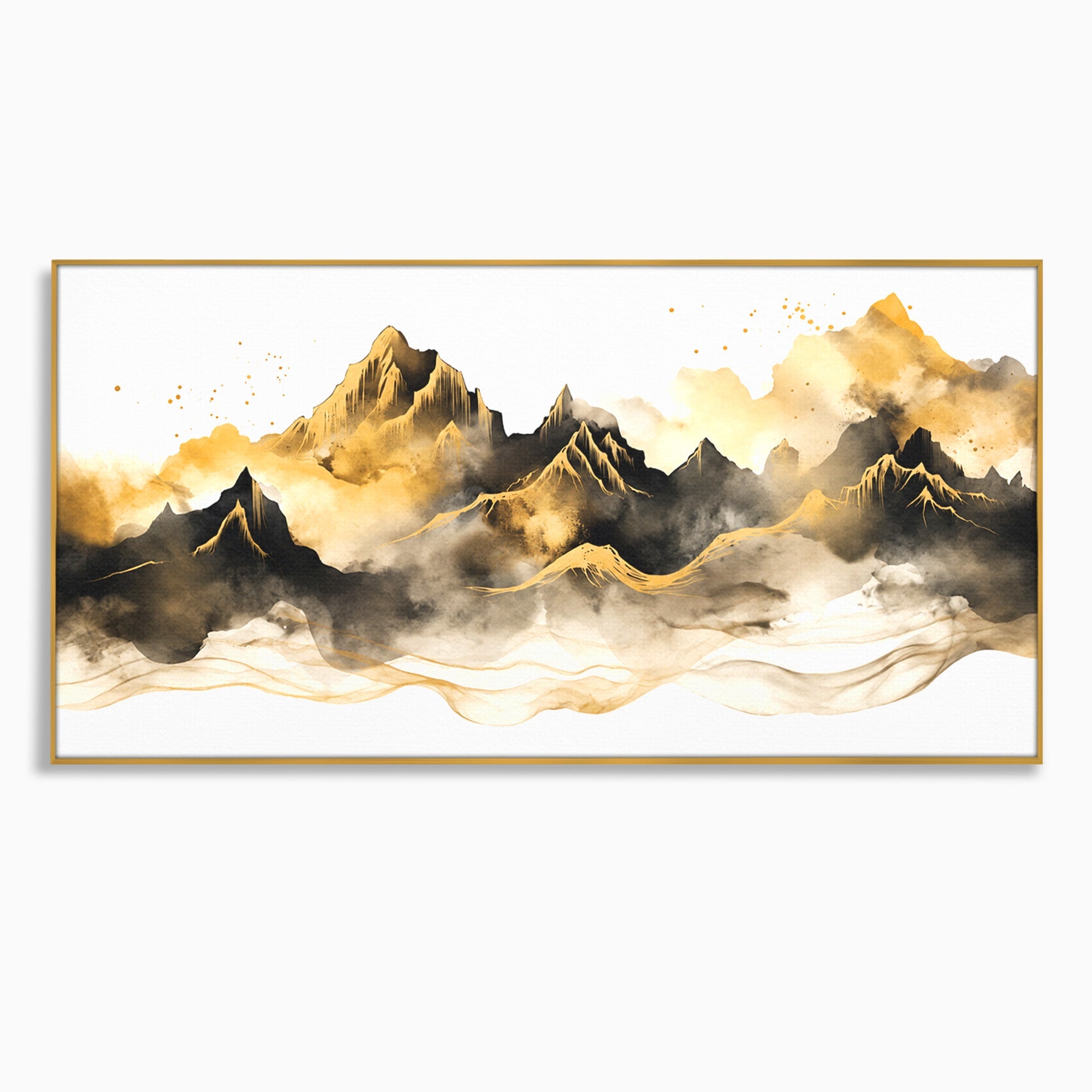 Tablou Canvas Premium LuxCanva® C1339, Munti Aurii, Munti, Peisaj, Auriu, Living, Natura, Culori Vibrante