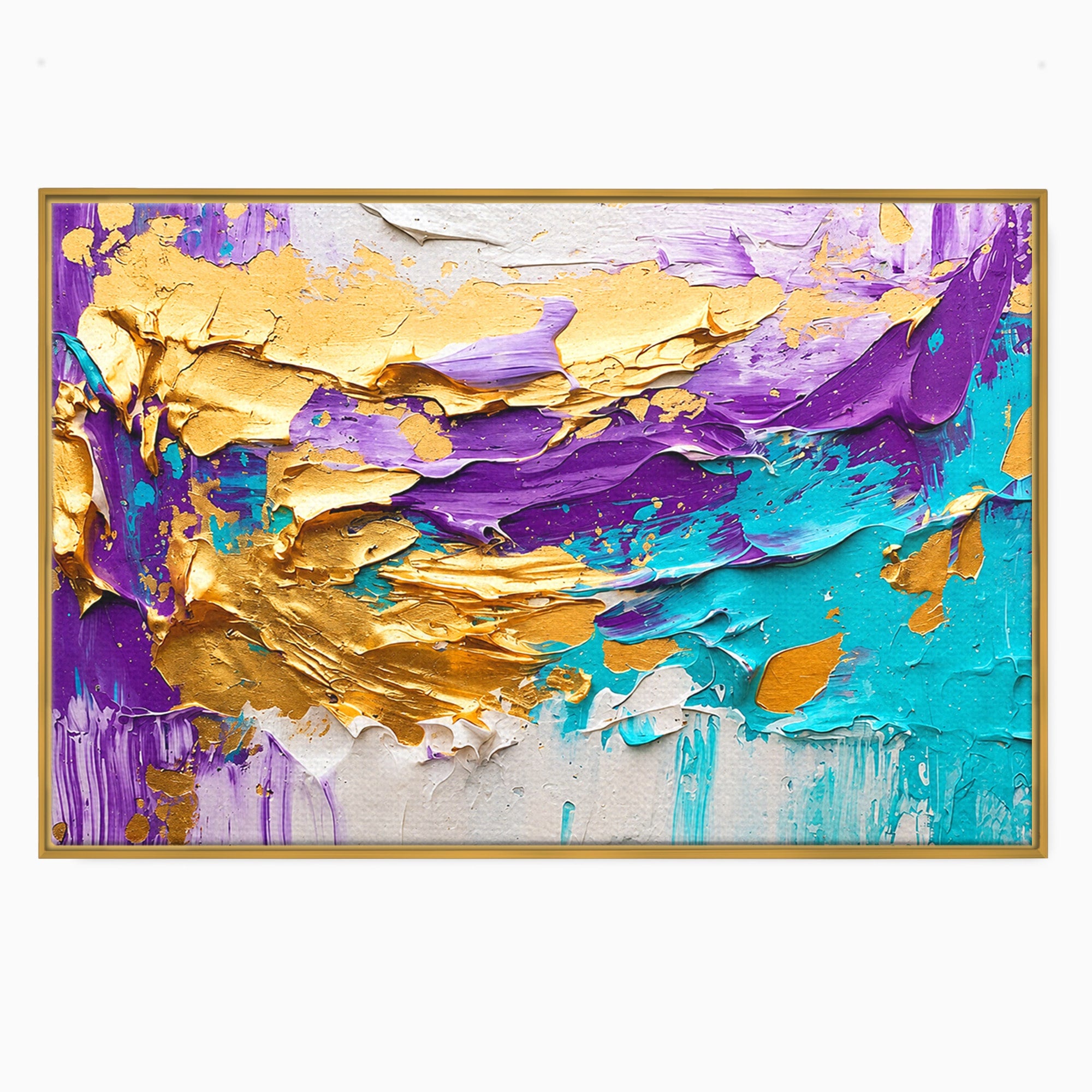 Tablou Canvas Premium LuxCanva® C1342, Abstractie Aurie, Abstract, Arta, Modern, Textura, Birou, Culori Vibrante