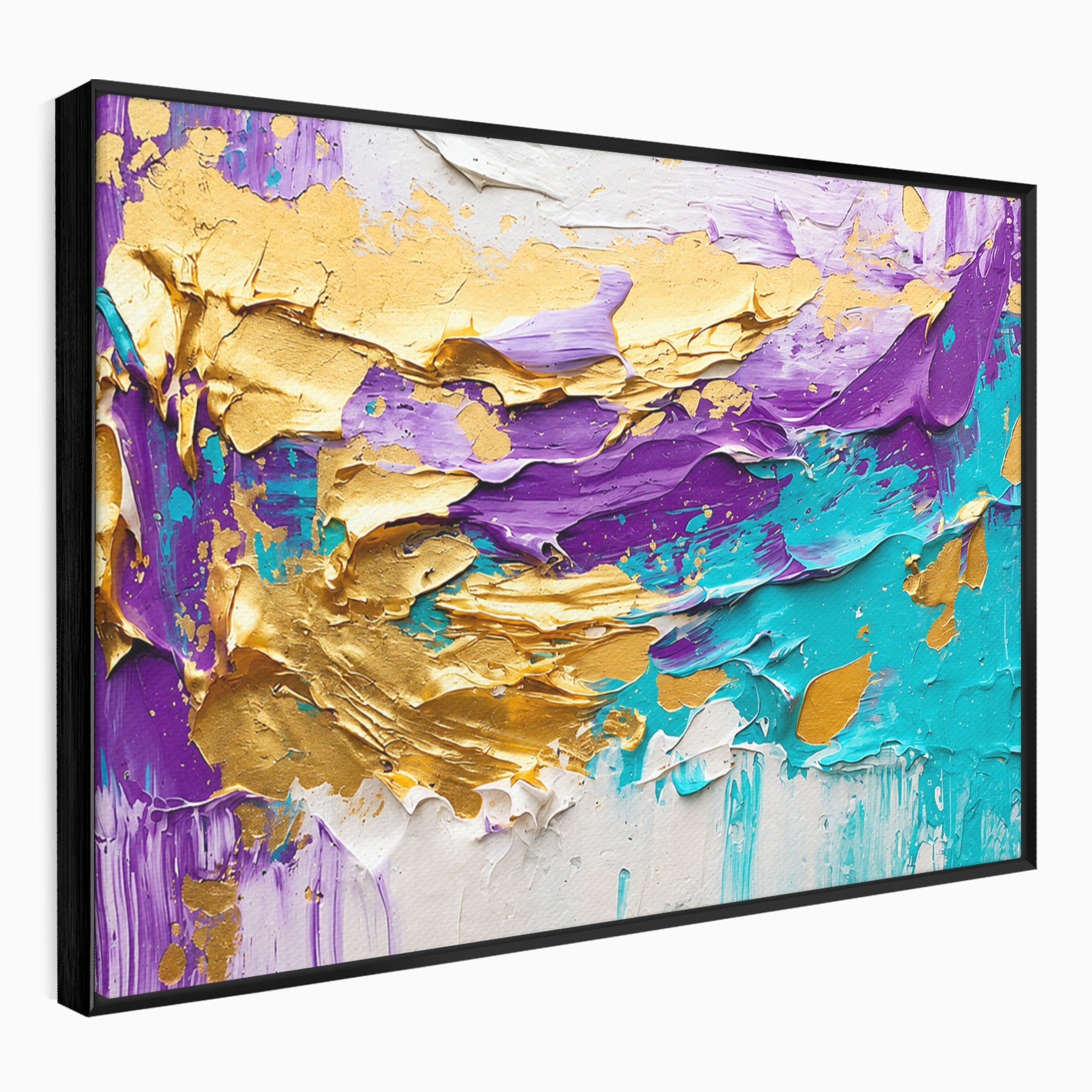 Tablou Canvas Premium LuxCanva® C1342, Abstractie Aurie, Abstract, Arta, Modern, Textura, Birou, Culori Vibrante