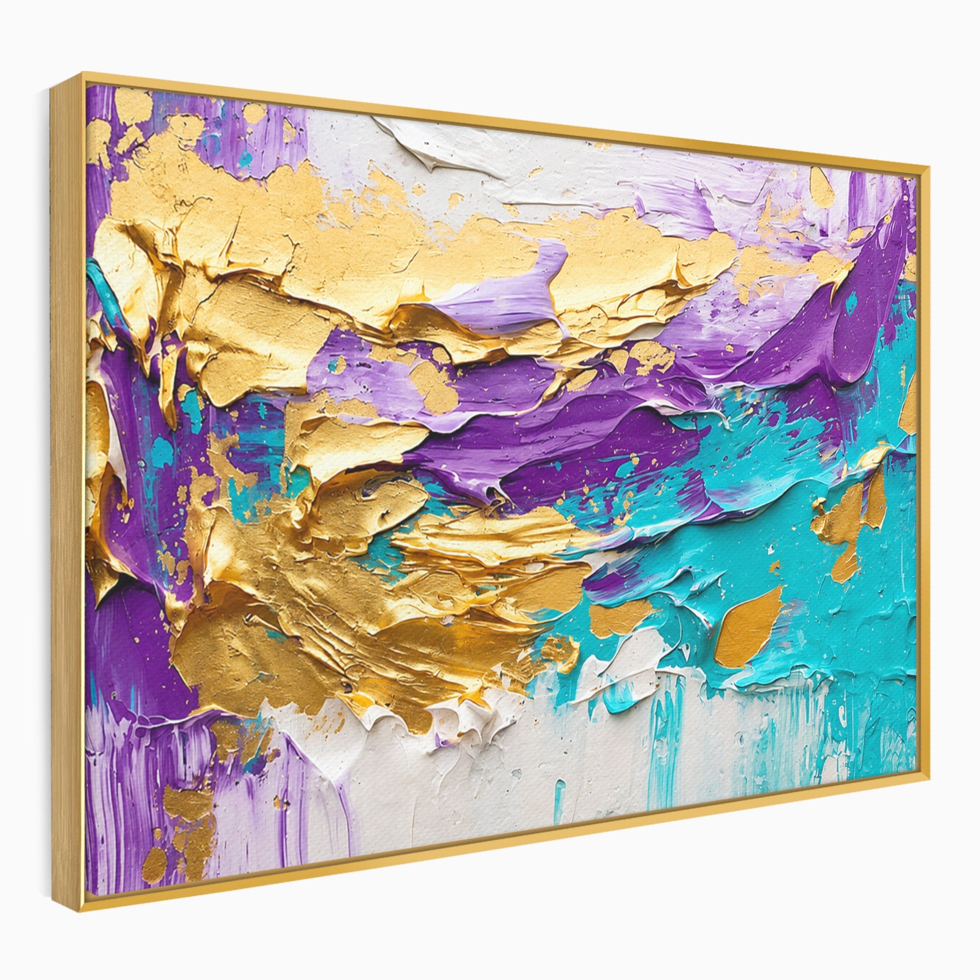 Tablou Canvas Premium LuxCanva® C1342, Abstractie Aurie, Abstract, Arta, Modern, Textura, Birou, Culori Vibrante