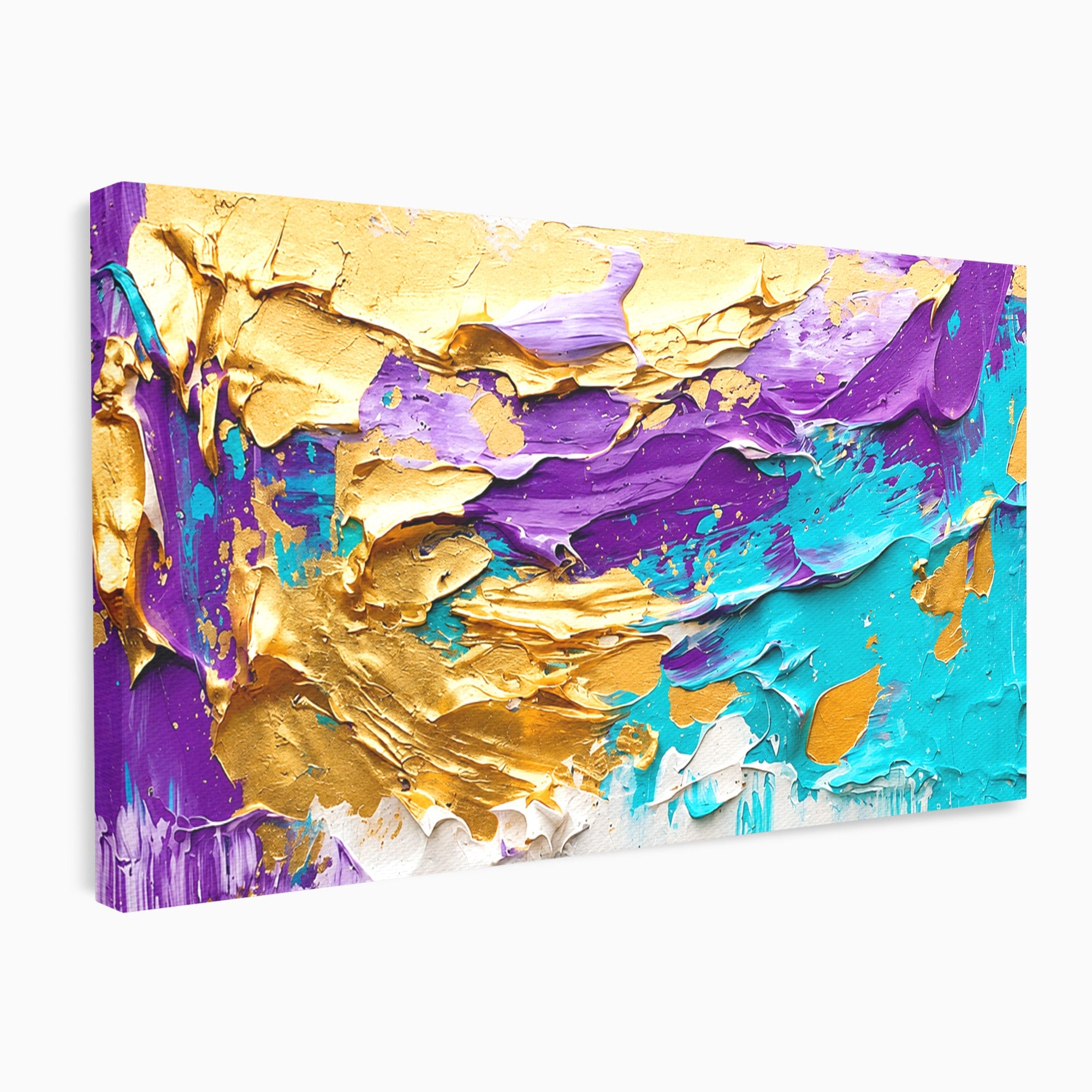 Tablou Canvas Premium LuxCanva® C1342, Abstractie Aurie, Abstract, Arta, Modern, Textura, Birou, Culori Vibrante