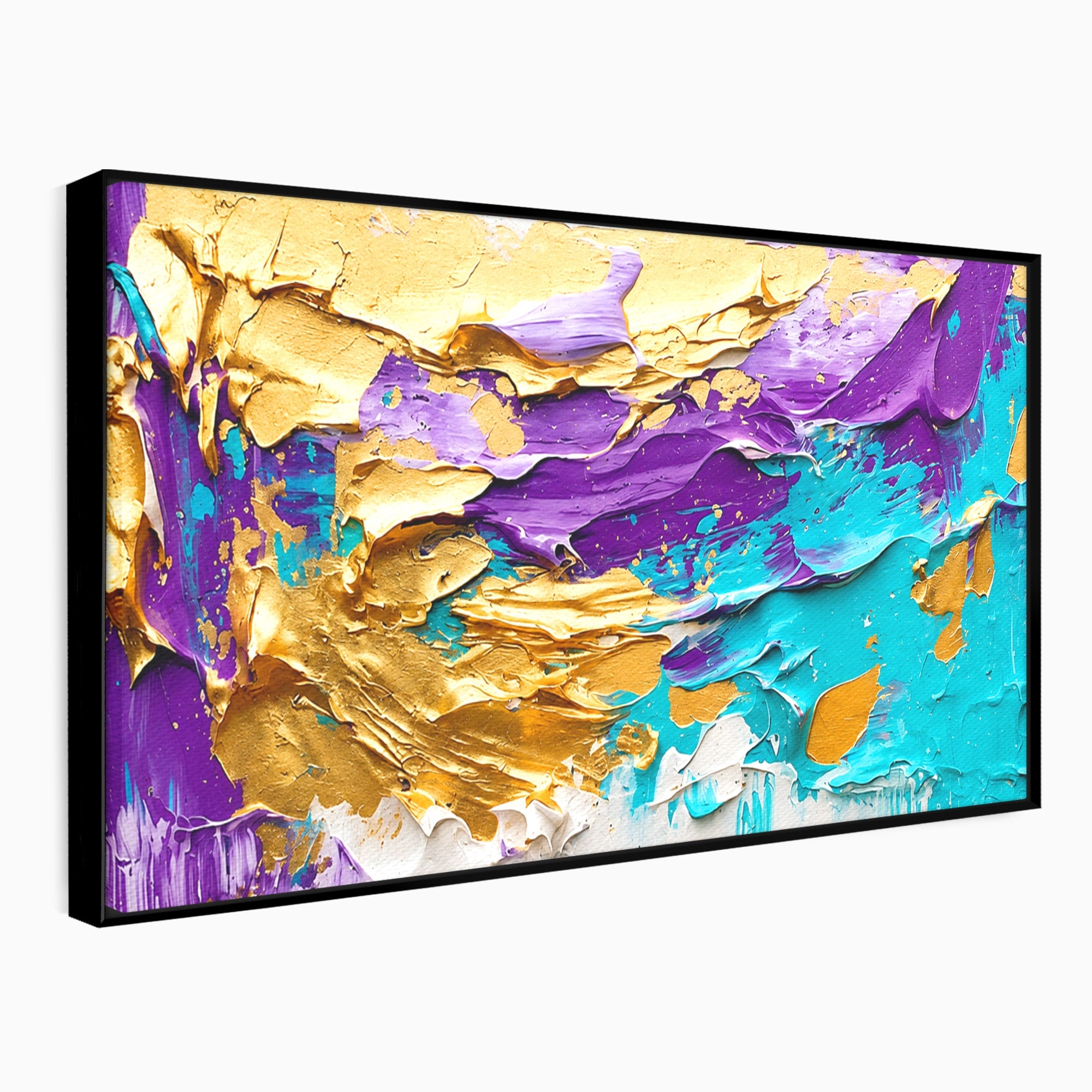 Tablou Canvas Premium LuxCanva® C1342, Abstractie Aurie, Abstract, Arta, Modern, Textura, Birou, Culori Vibrante