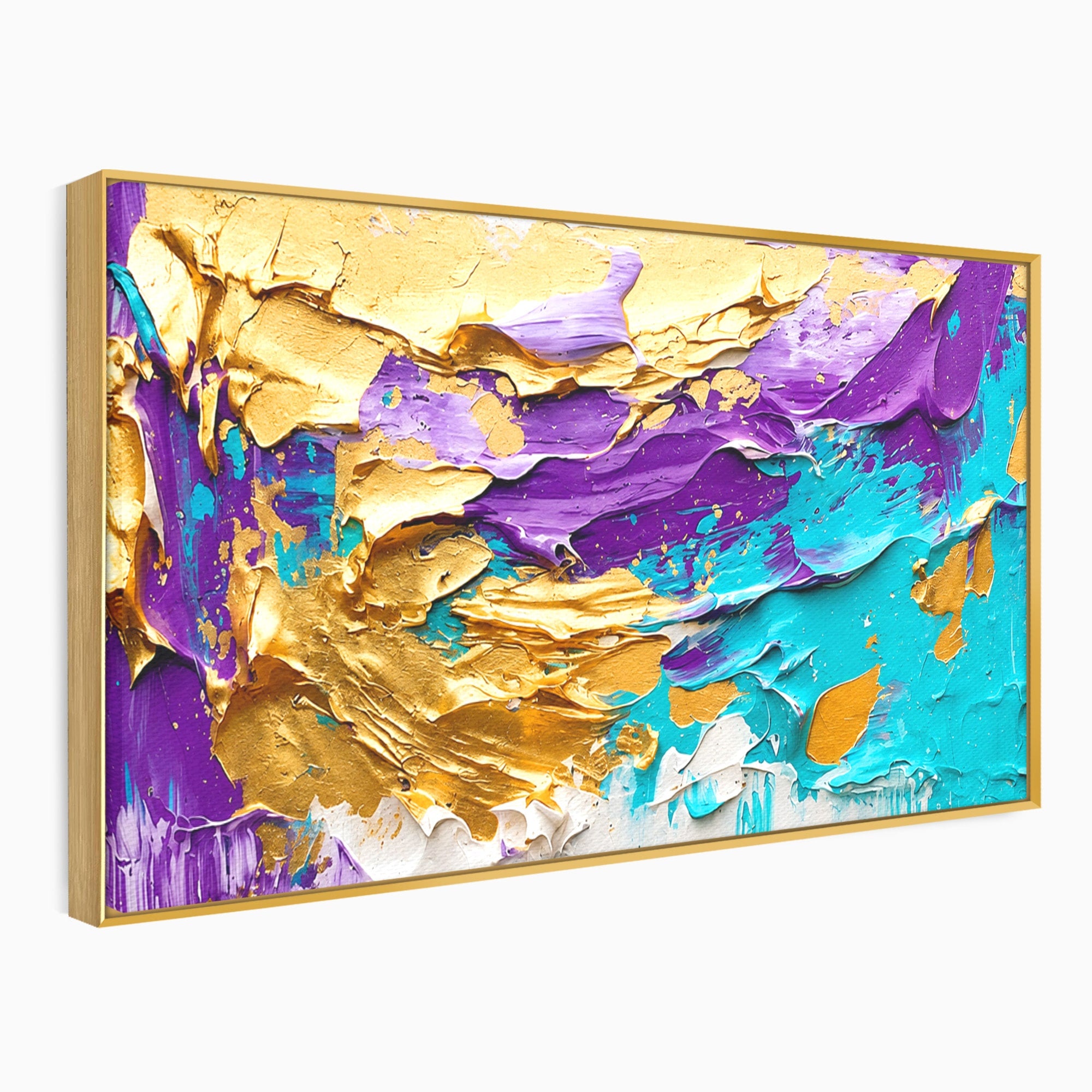 Tablou Canvas Premium LuxCanva® C1342, Abstractie Aurie, Abstract, Arta, Modern, Textura, Birou, Culori Vibrante