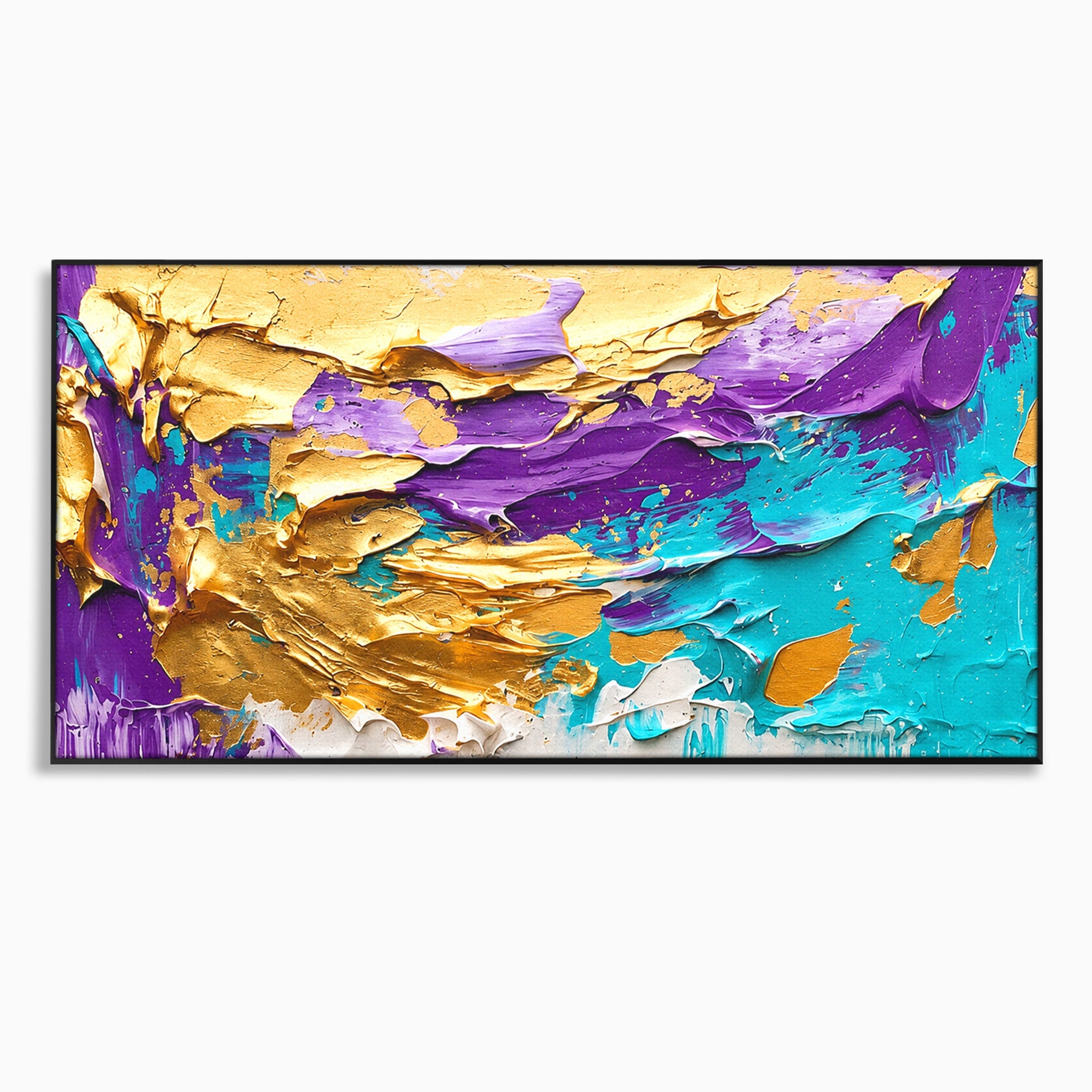 Tablou Canvas Premium LuxCanva® C1342, Abstractie Aurie, Abstract, Arta, Modern, Textura, Birou, Culori Vibrante
